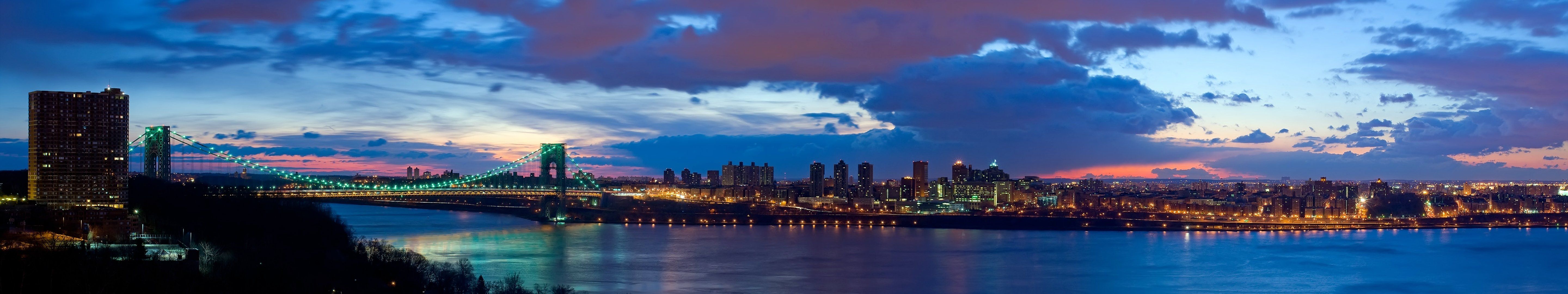 Skyline città al tramonto, 5760x1080 21:9, Ultrawide