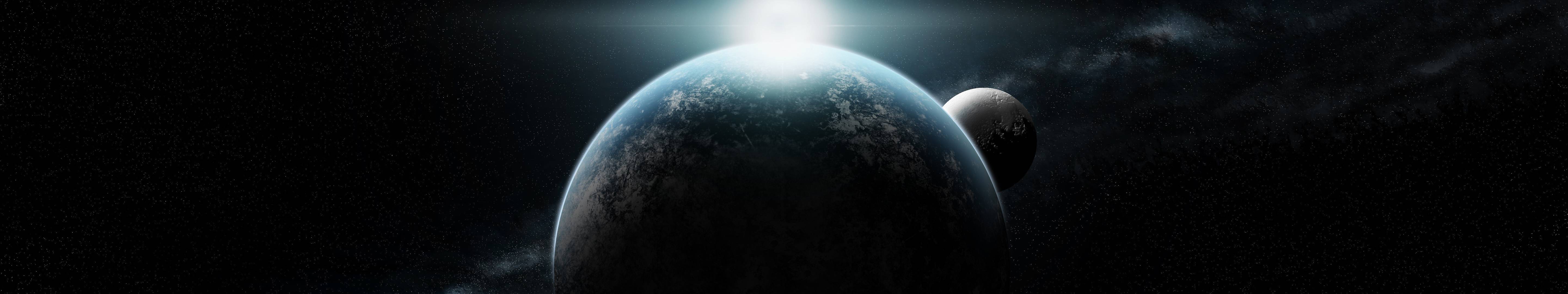 Pianeta scuro con eclissi spaziale, 5760x1080 21:9, Ultrawide