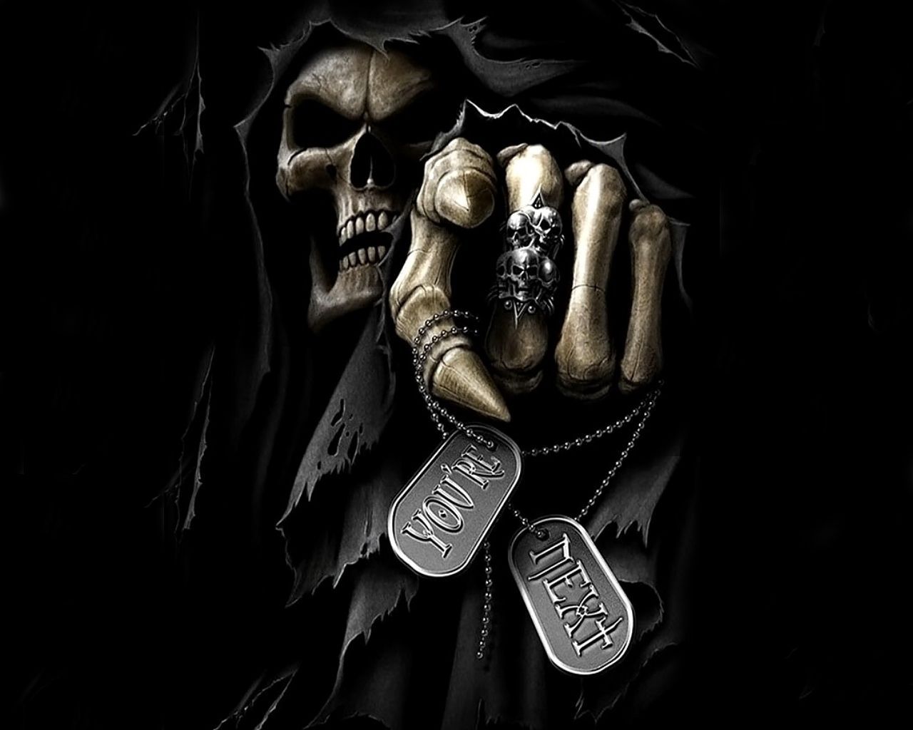 Teschio con dog tags militari, 1280x1024 HD, Desktop