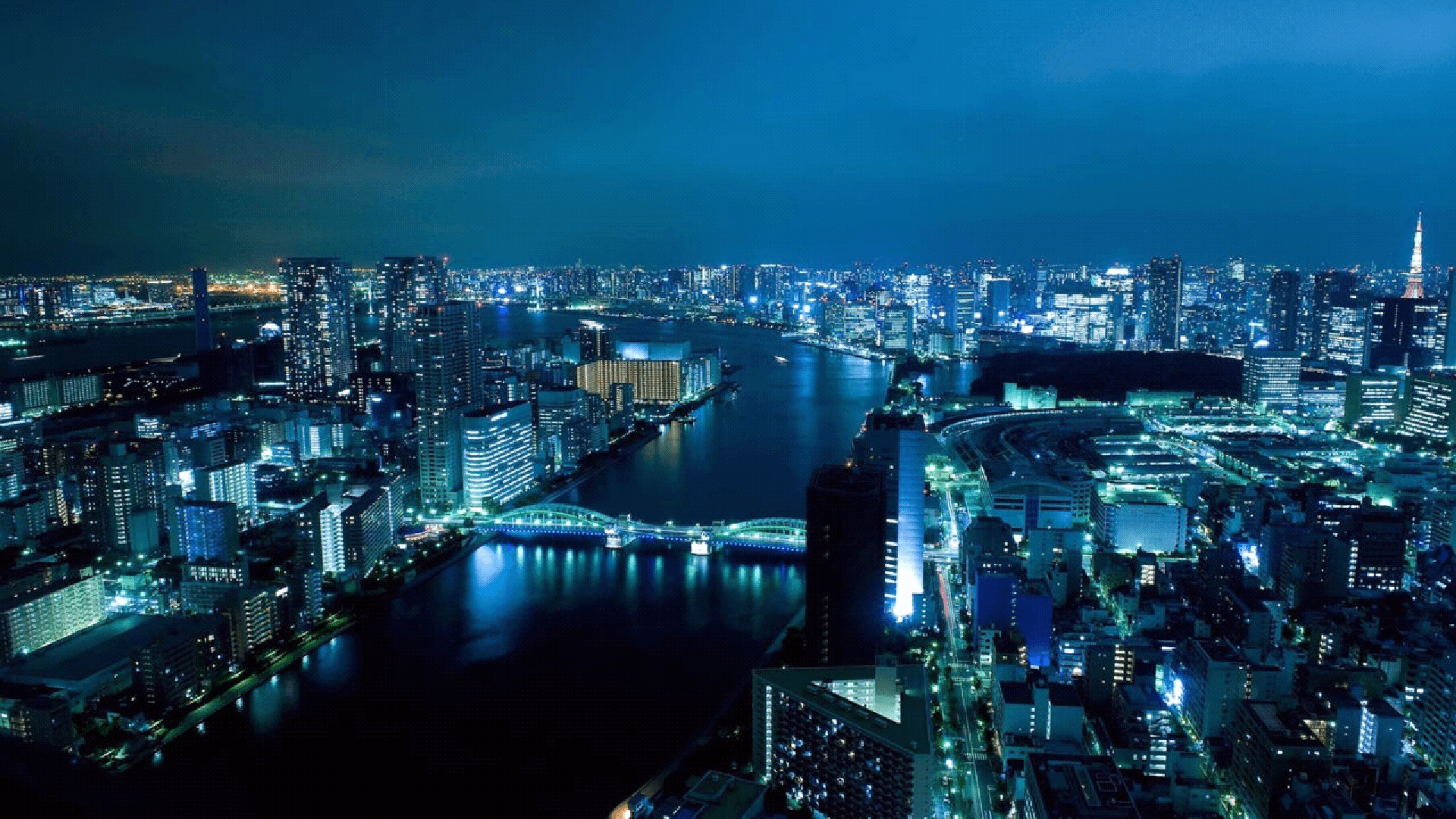 Skyline notturno città Tokyo, 1920x1080 1080p, Desktop