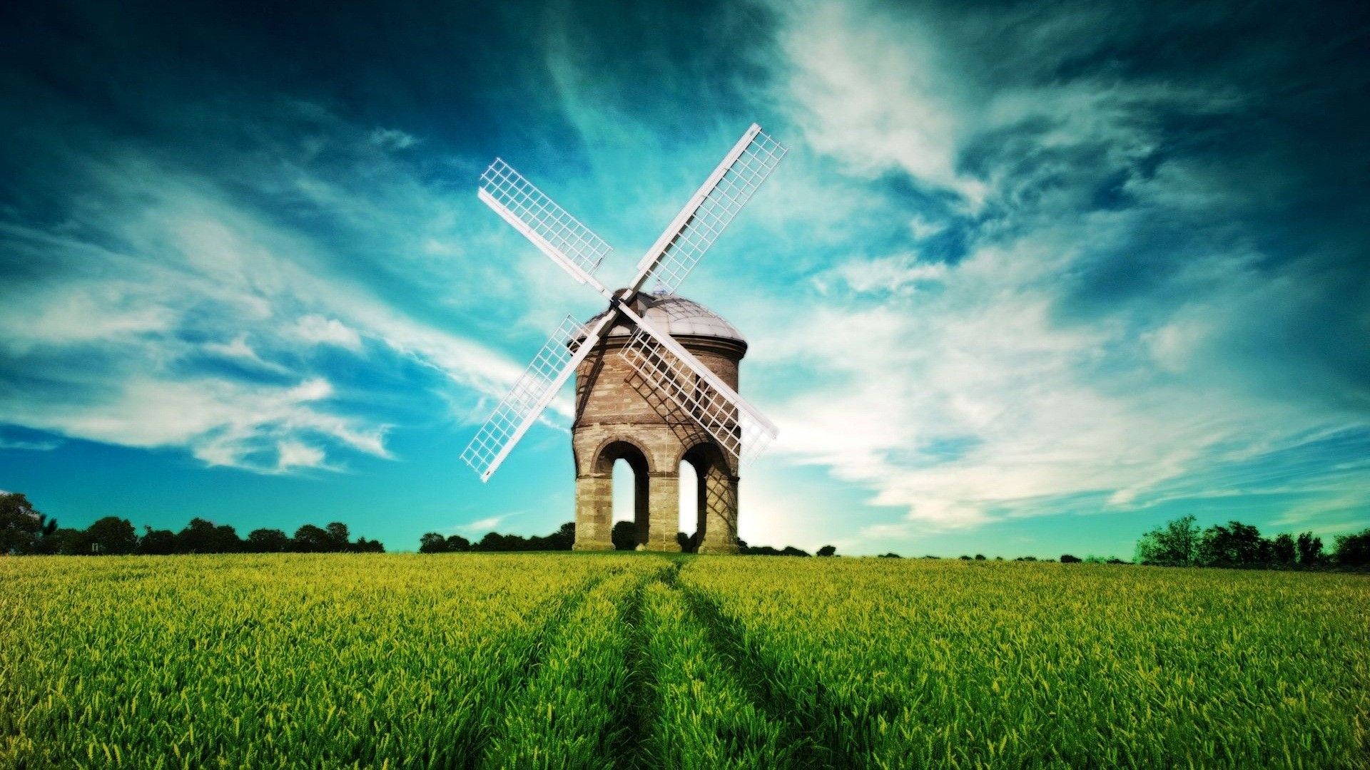Mulino a vento in campagna, 1920x1080 Full HD 1080p, Desktop