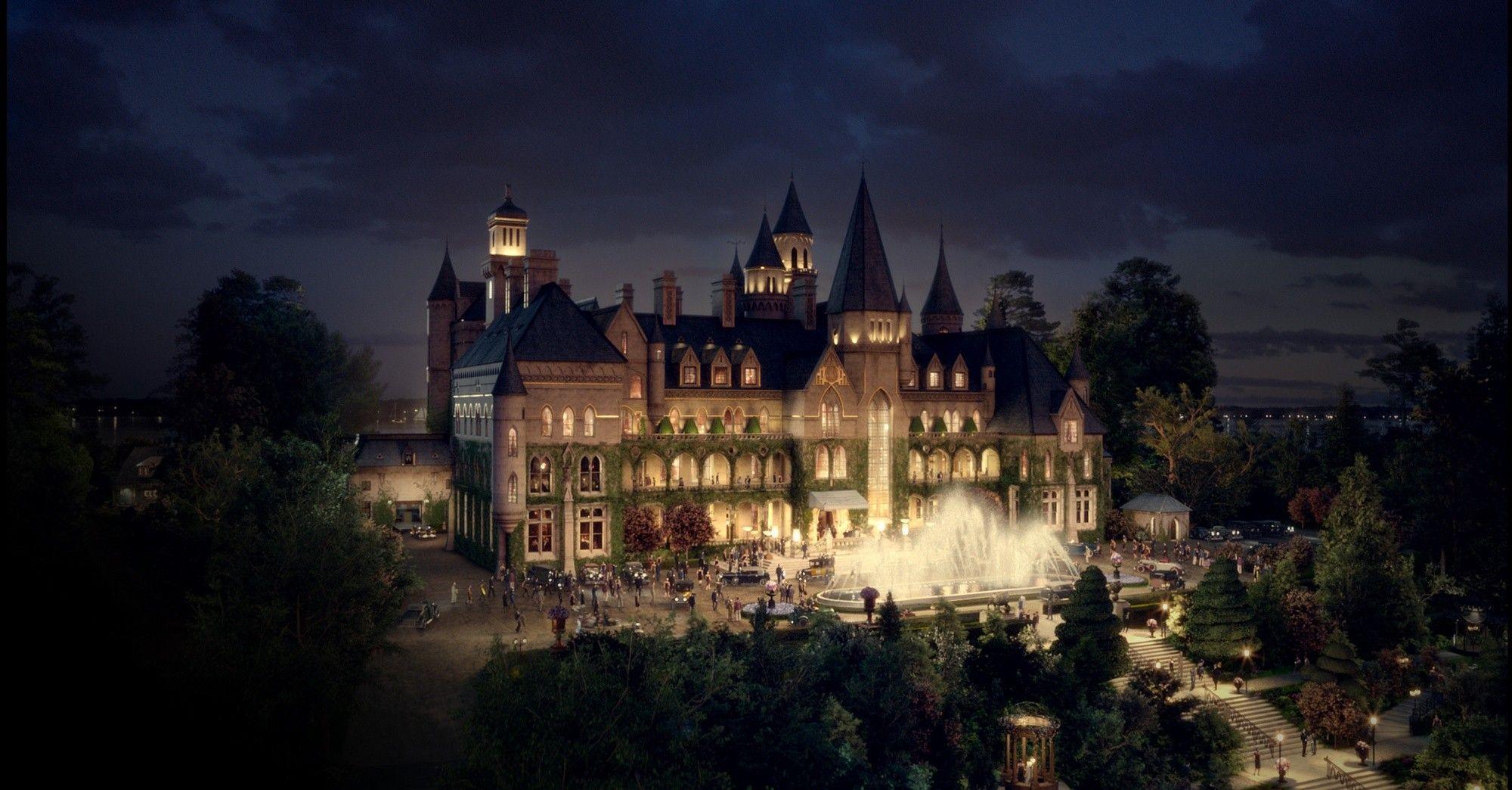 Castello illuminato di notte, 2000x1044 Hi-Res, iMac