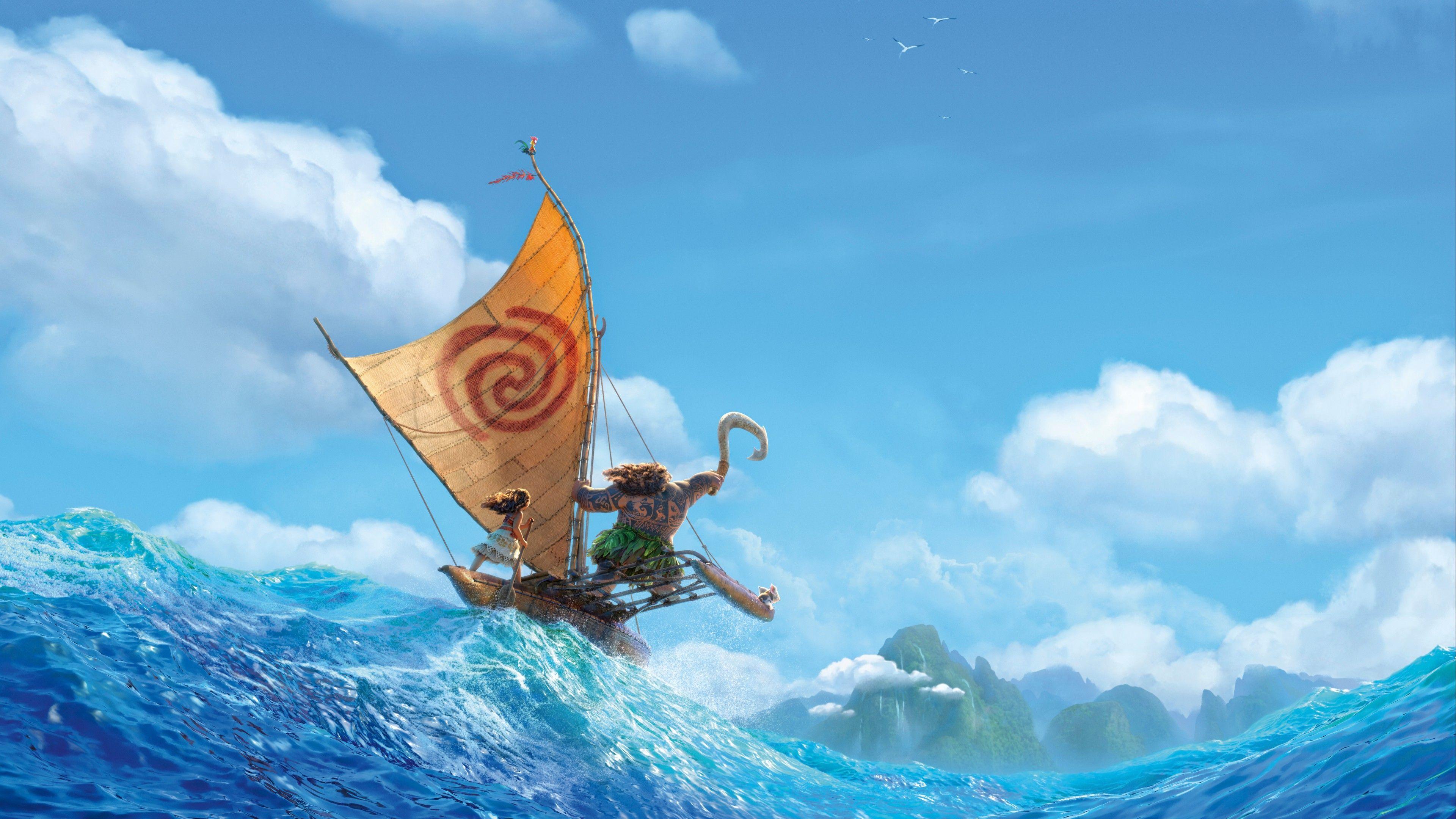 Moana su barca oceano, 3840x2160 4K, Desktop 4K