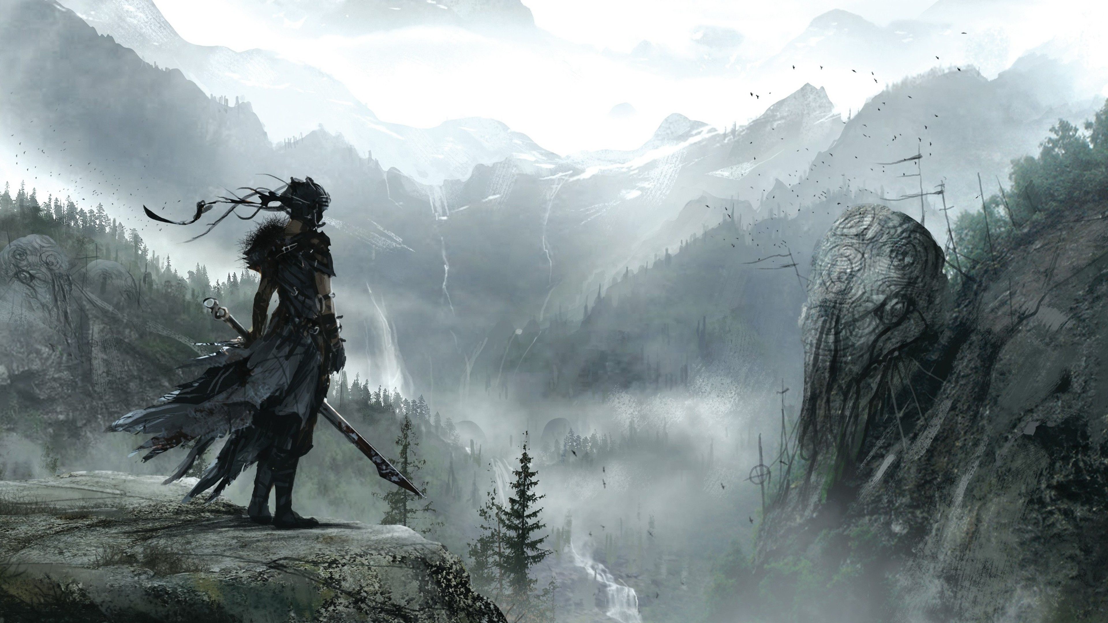 Senua Hellblade montagne nebbia, 3840x2160 4K, Monitor 4K