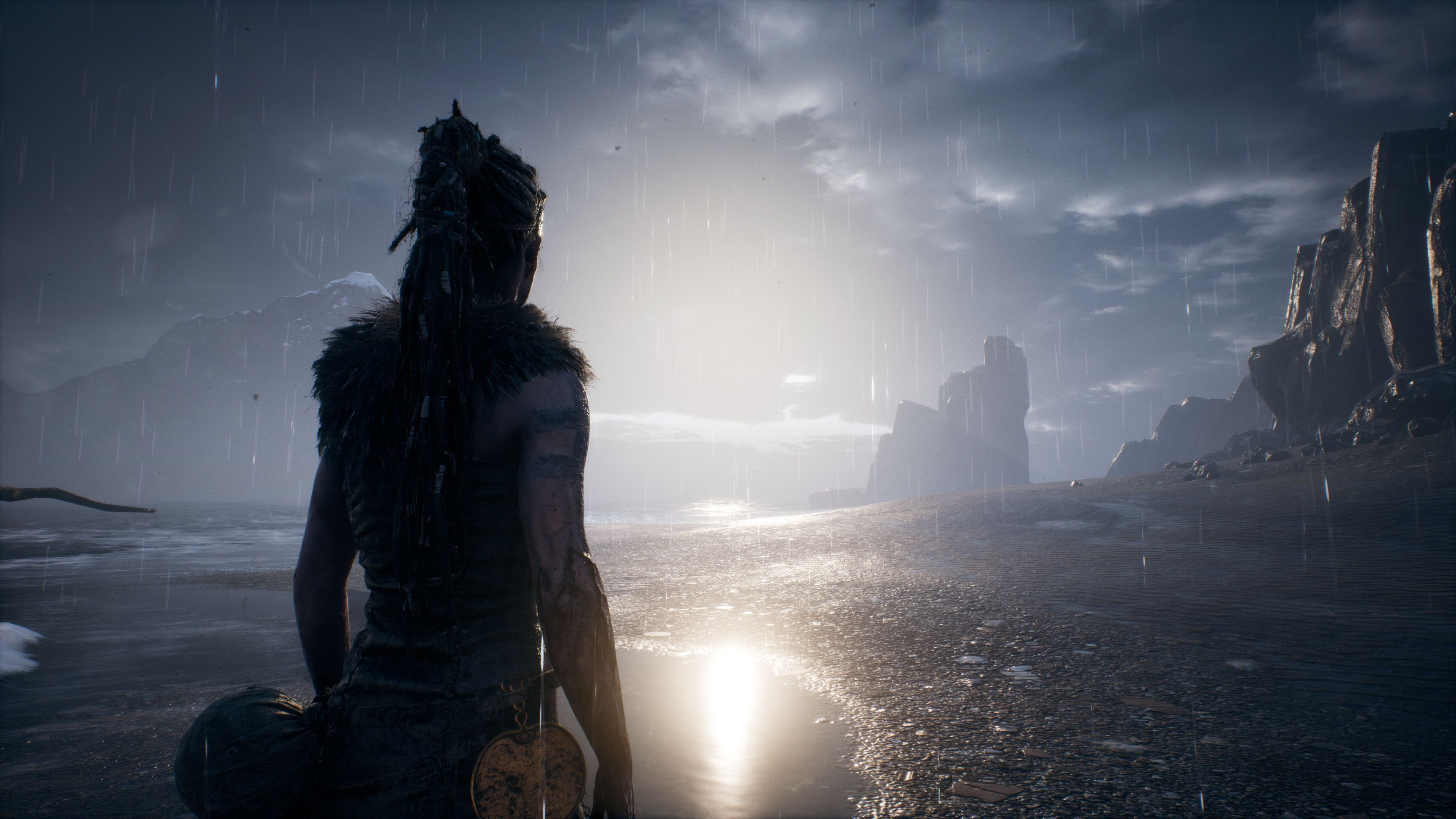 Senua Hellblade spiaggia notte, 3840x2160 4K, Desktop 4K