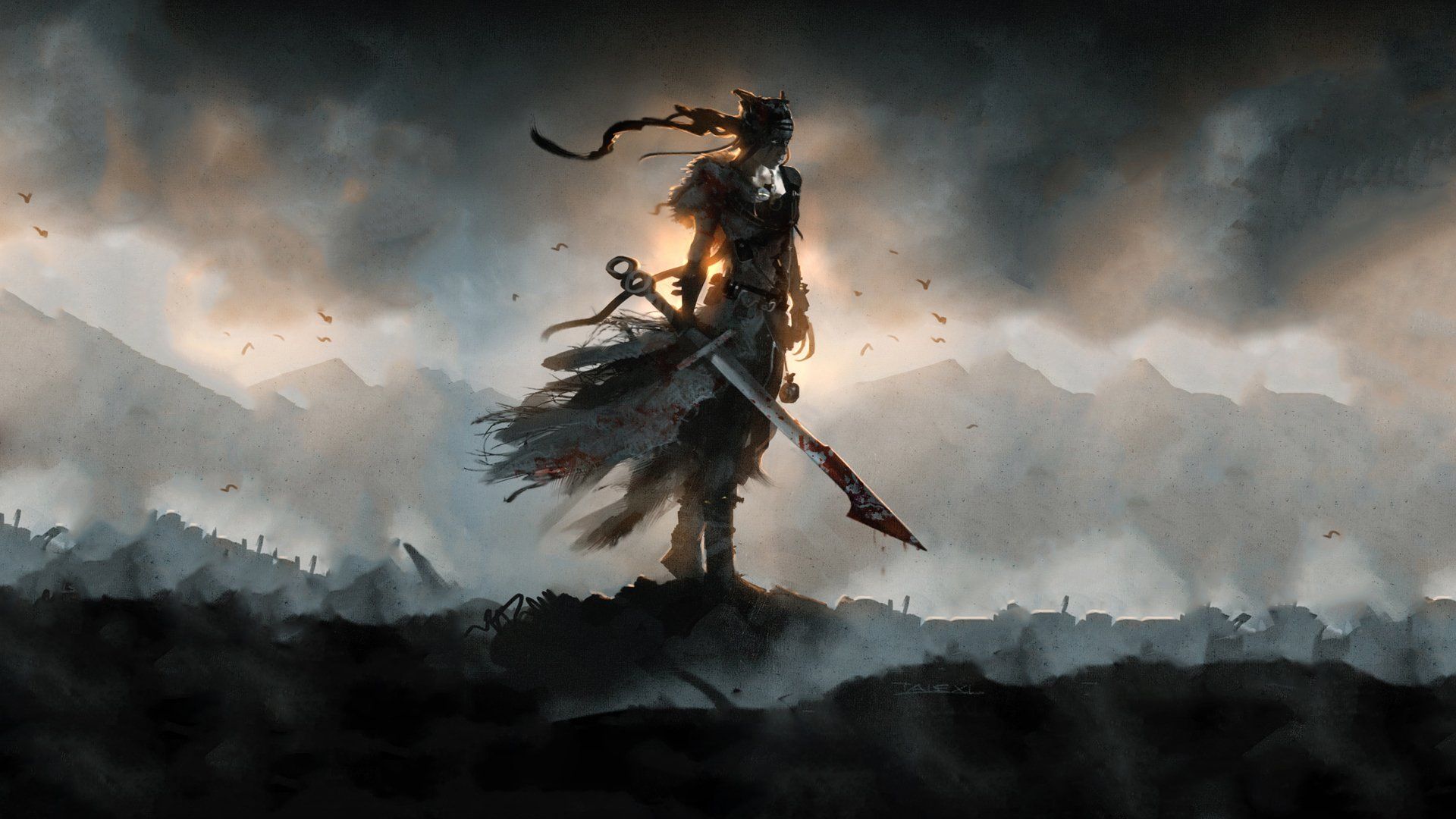 Senua Hellblade guerriera silhouette, Ninja Theory, 1920x1080 Full HD 1080p, Laptop