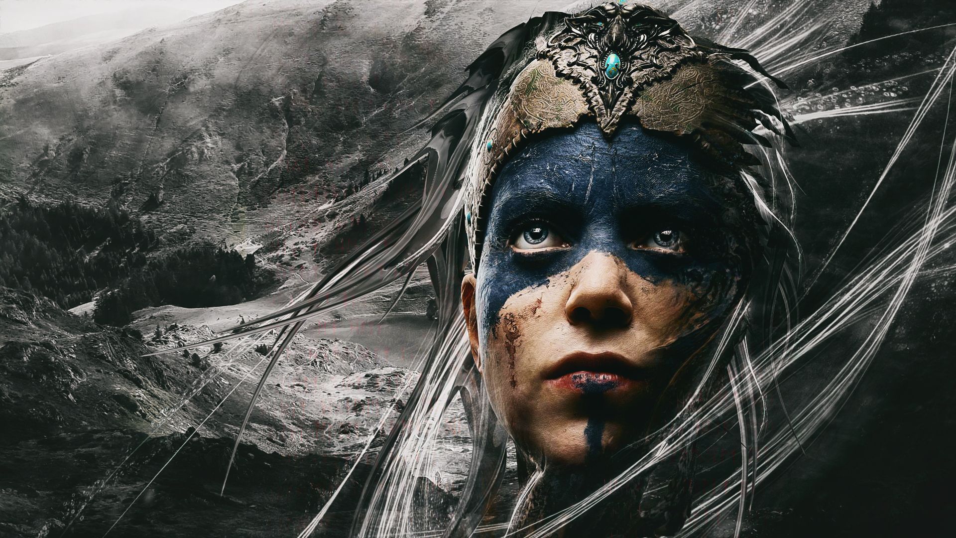 Senua Hellblade viso dipinto, 1920x1080 Full HD, PC Desktop