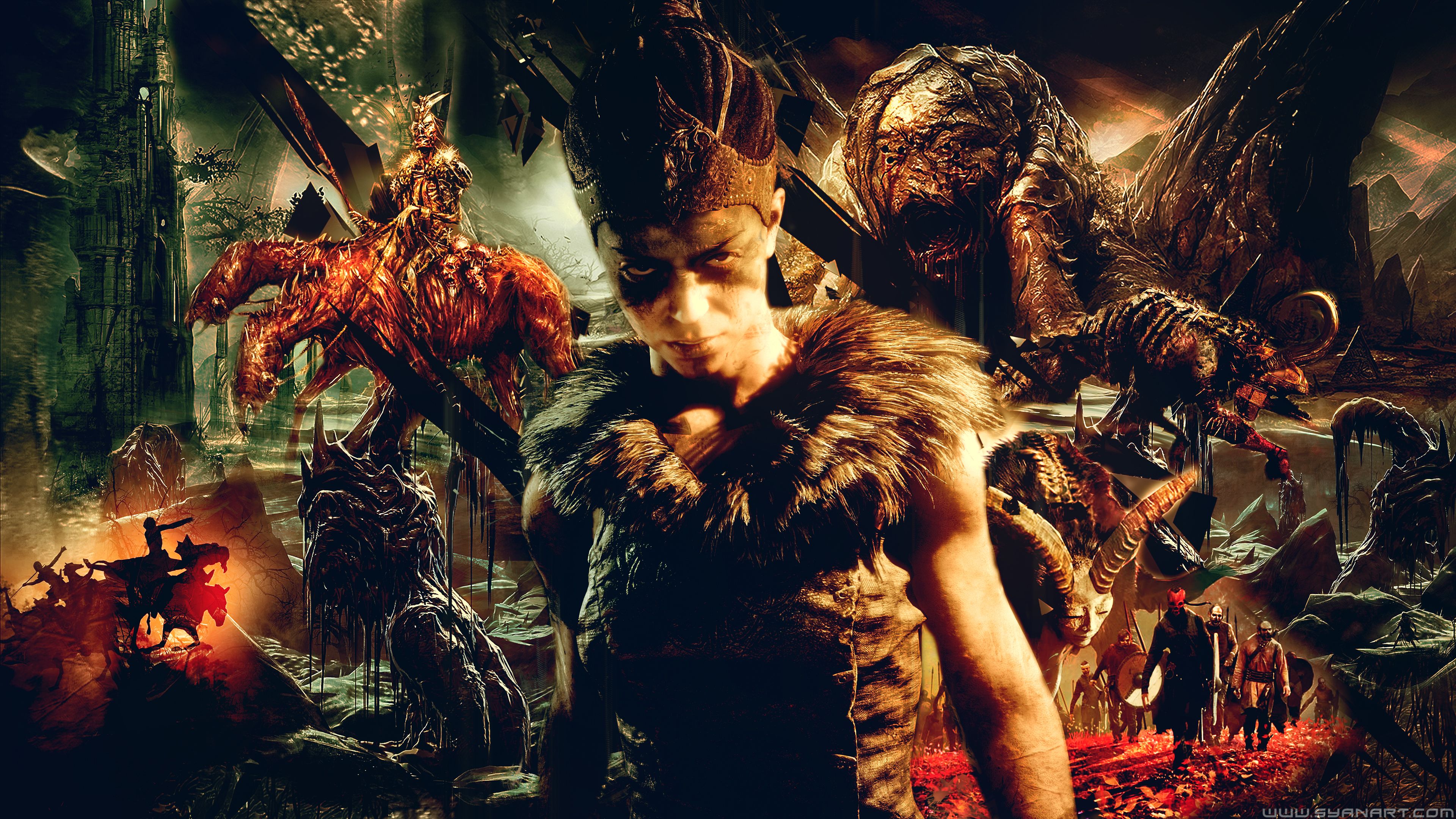 Hellblade guerriera e mostri, 3840x2160 UHD, PC 4K