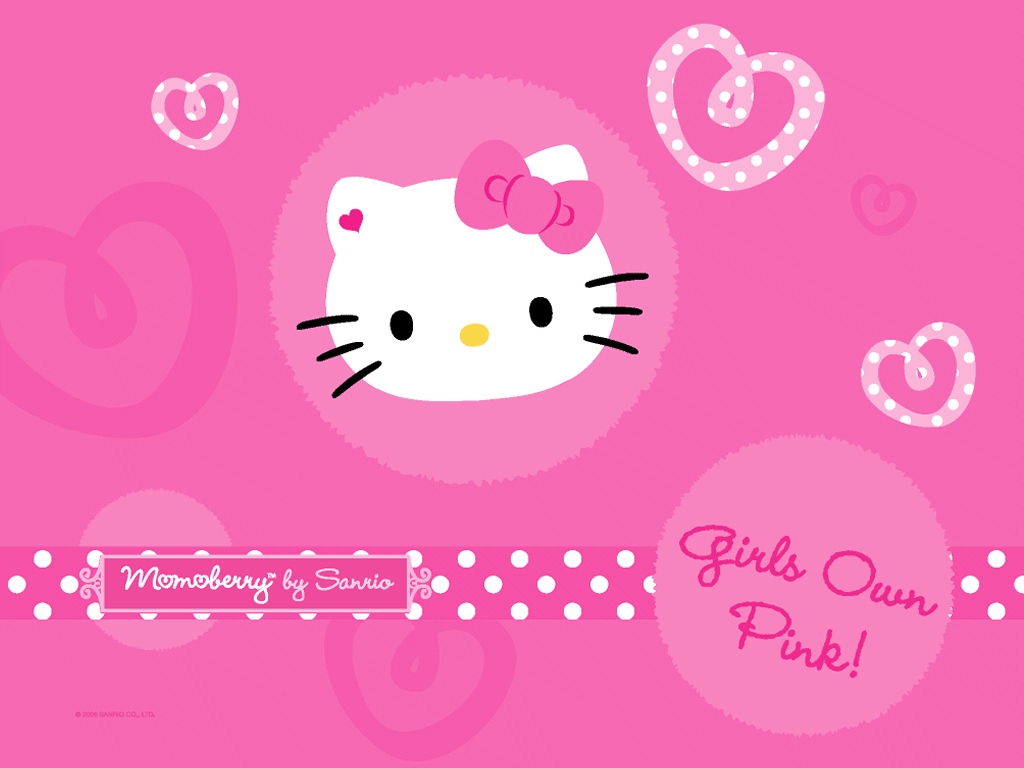 Hello Kitty rosa con cuori, 1024x768 HD, Laptop