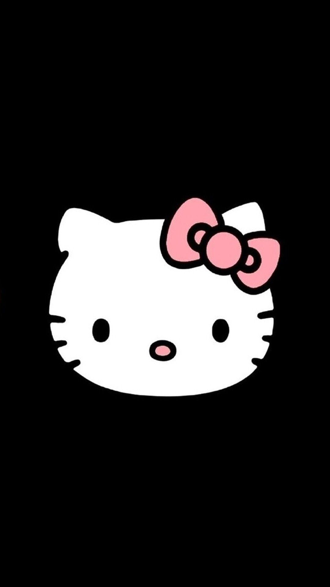 Hello Kitty faccia sfondo nero, 1080x1920 Verticale, Mobile