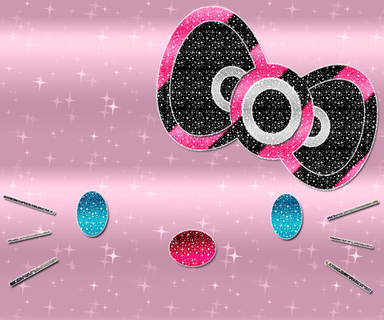 Hello Kitty fiocco glitter rosa, 1280x1066 720p, PC