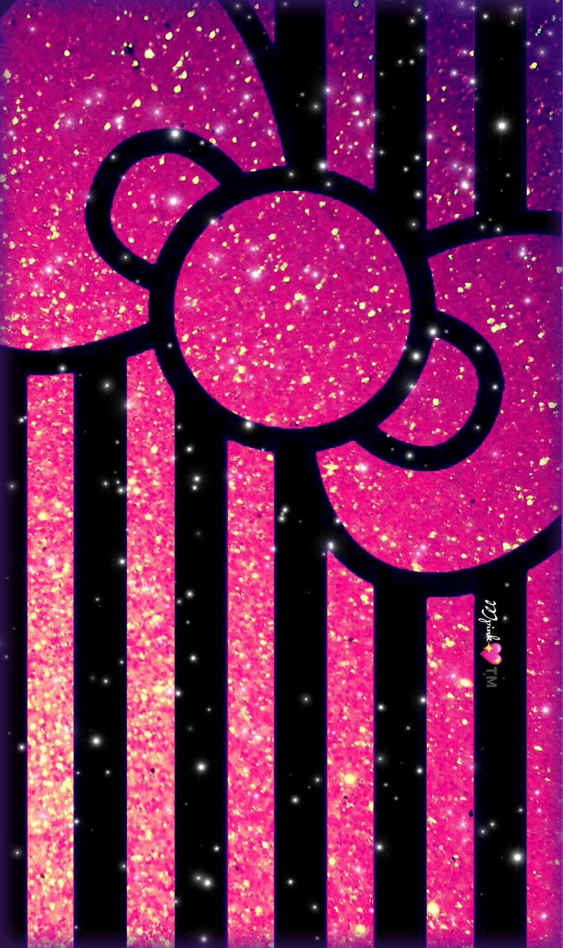 Hello Kitty glitter rosa nero, Sanrio, 1140x1920 Verticale, Telefono