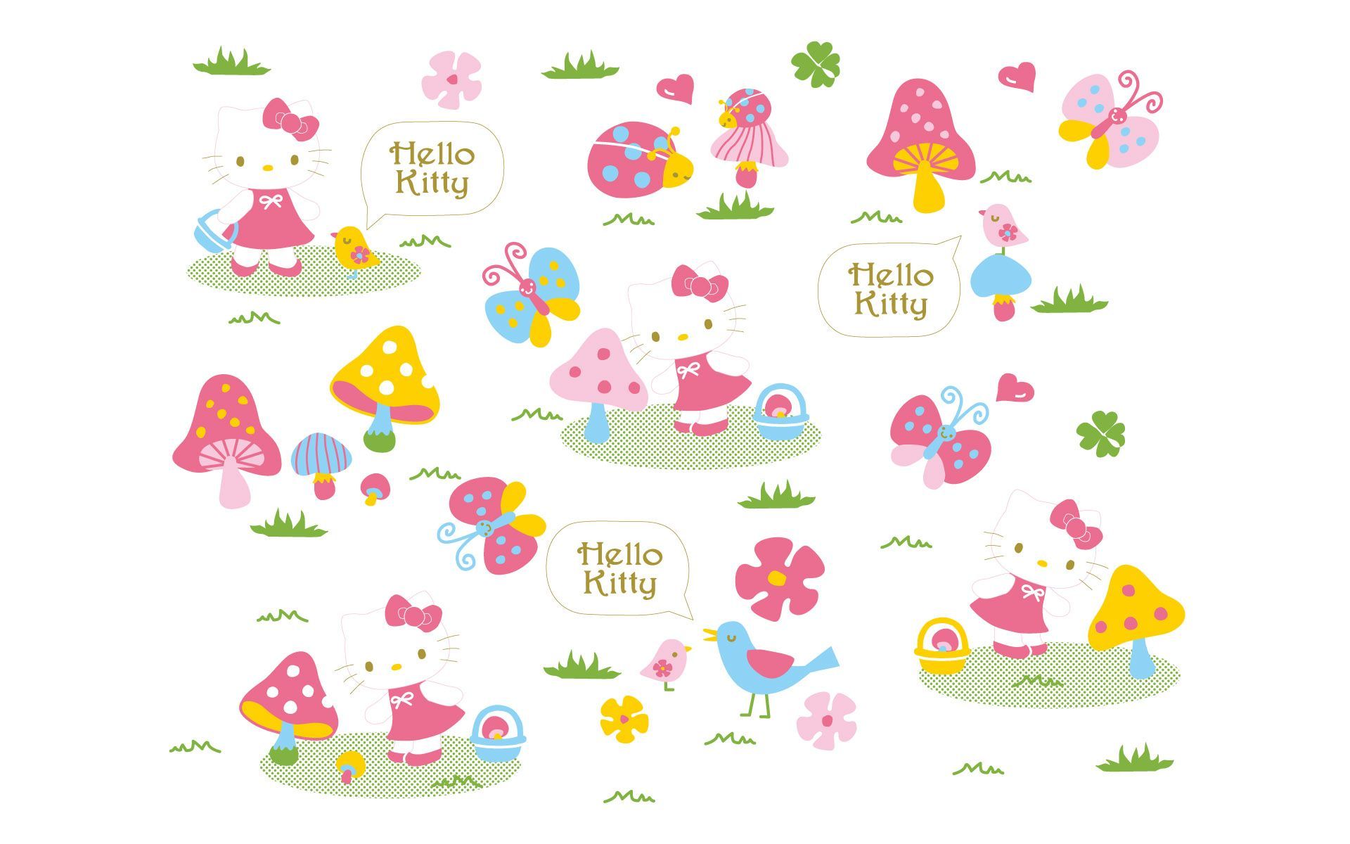 Hello Kitty anniversario rosa fiori, 1024x768 HD, Desktop