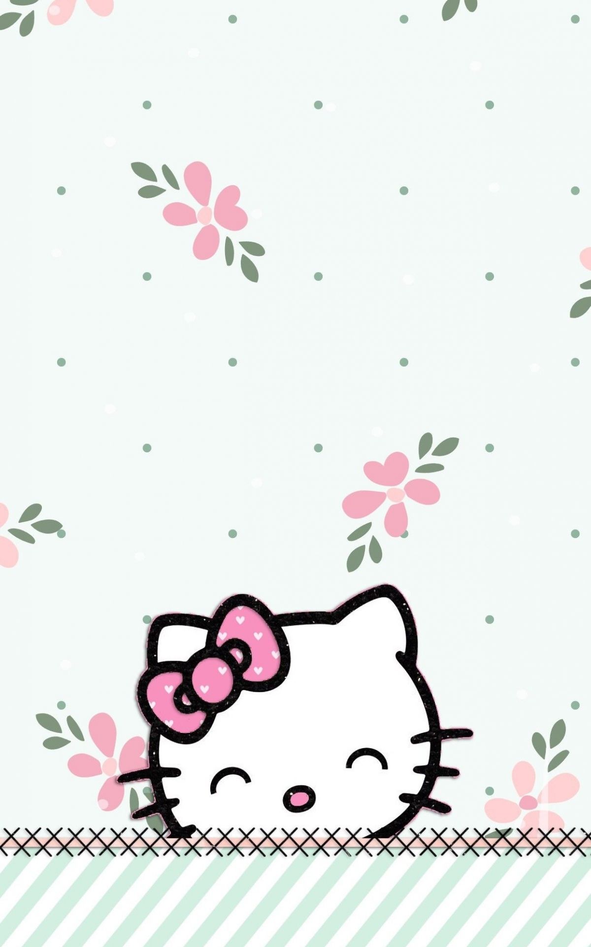 Hello Kitty fiori rosa, kawaii, 1200x1920 Full HD Verticale, Smartphone