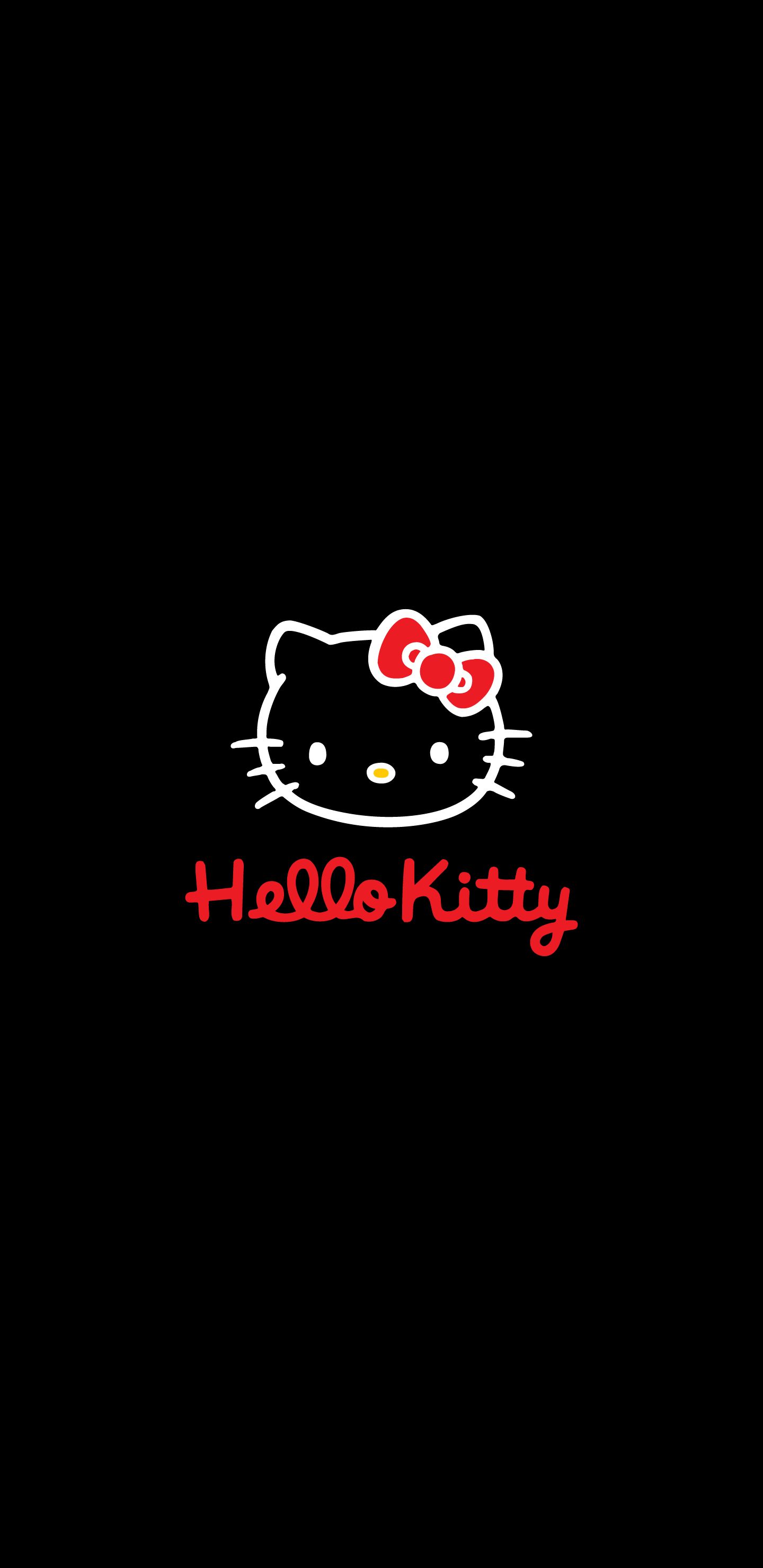 Hello Kitty sfondo nero, 1440x2960 Verticale, Mobile