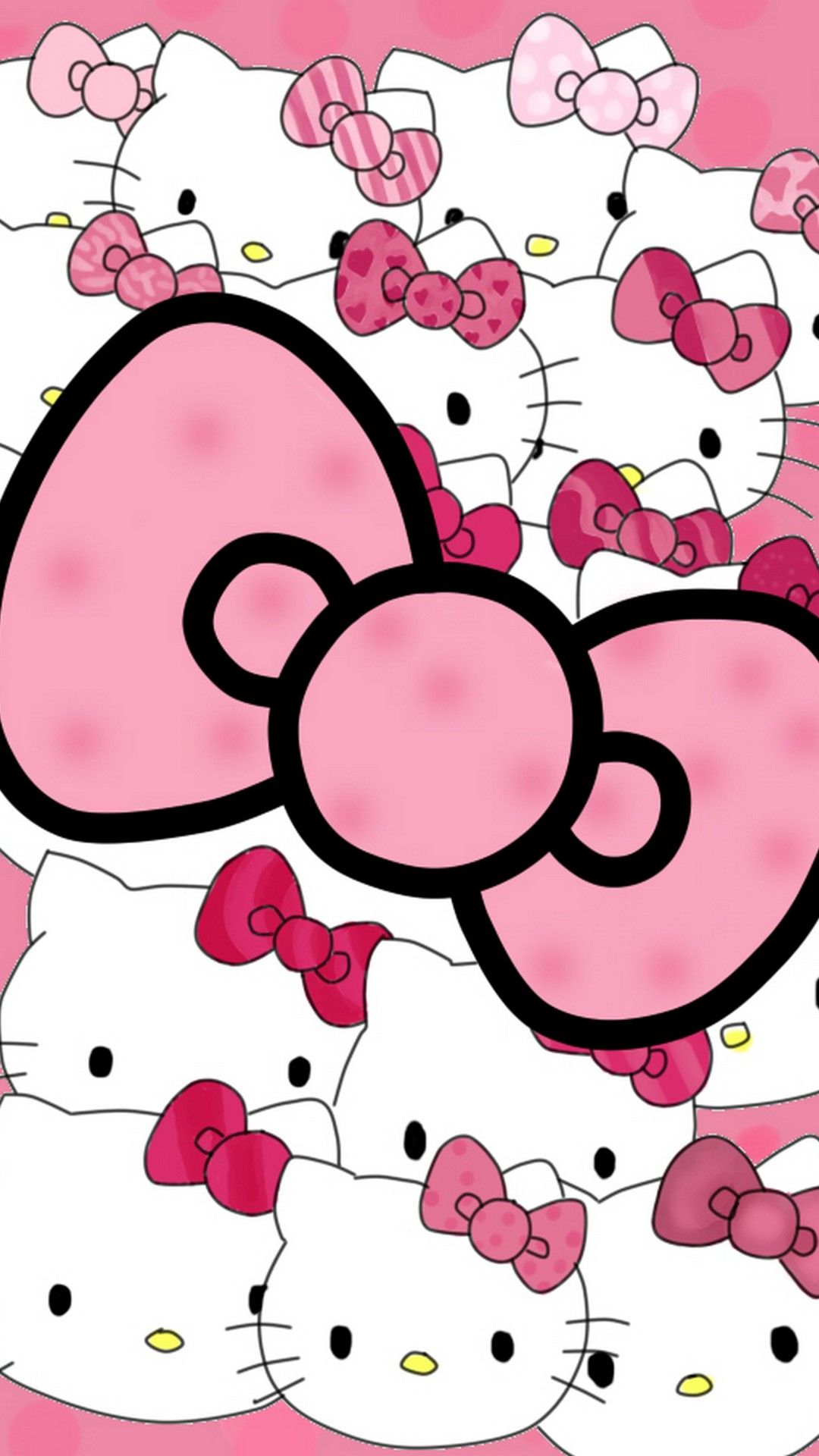 Hello Kitty fiocchi rosa, 1080x1920 Full HD Verticale, Smartphone
