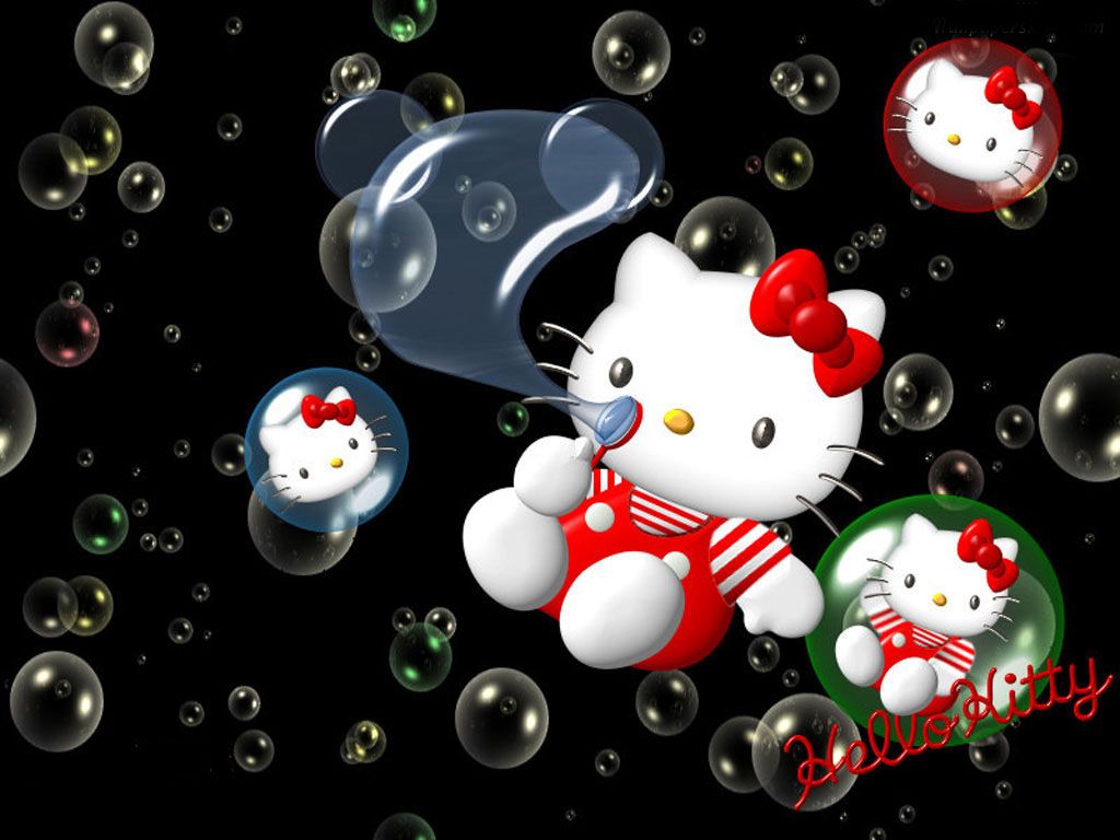 Hello Kitty con bolle, 1024x768 HD, Desktop