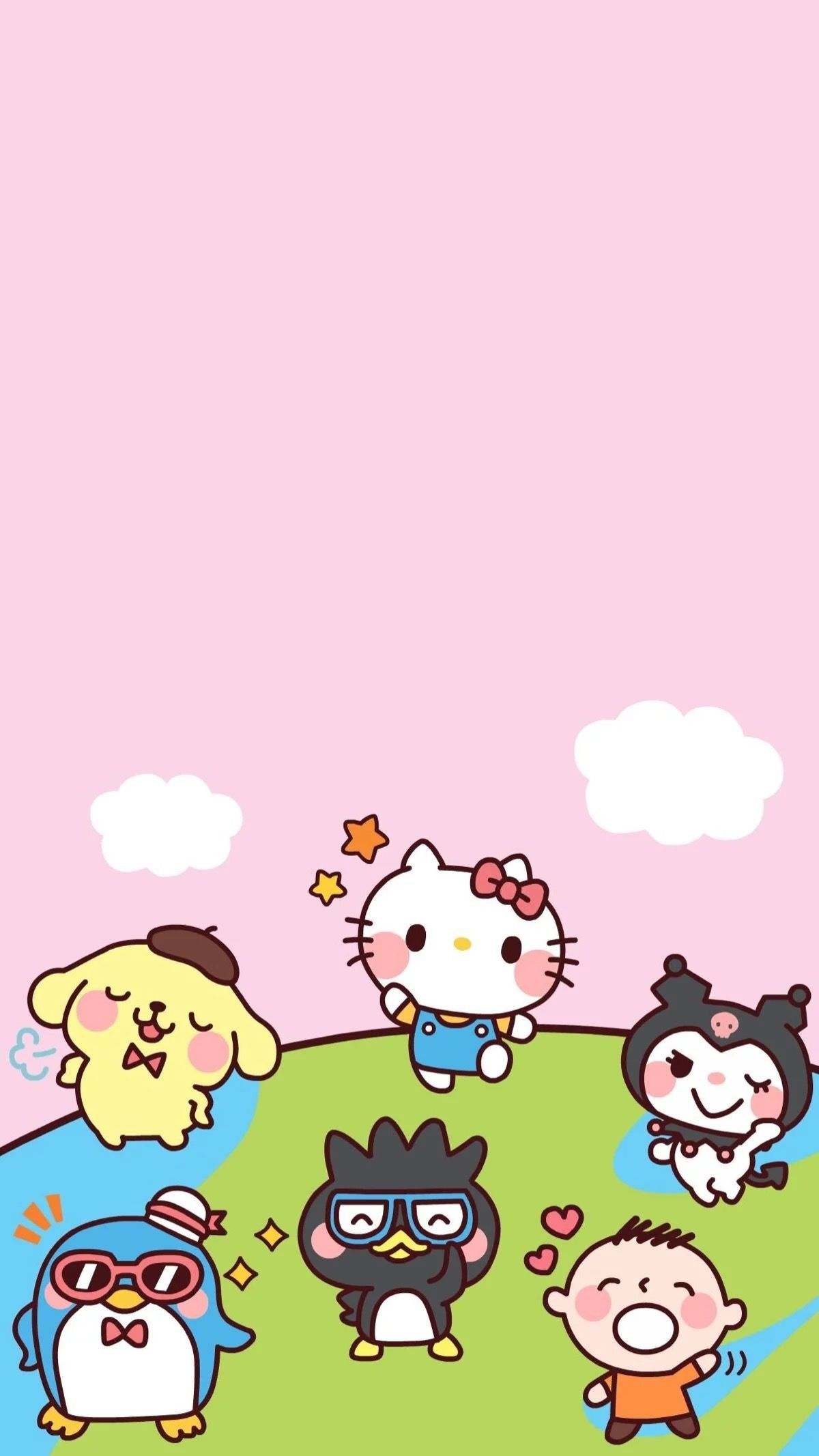 gruppo personaggi Sanrio collina, 1200x2133 Full HD Verticale, Smartphone