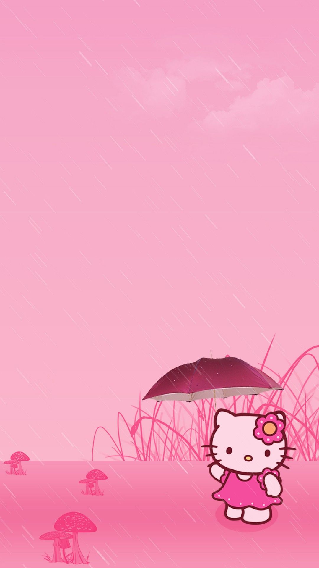 Hello Kitty con ombrello rosa, 1080x1920 Full HD Verticale, Smartphone