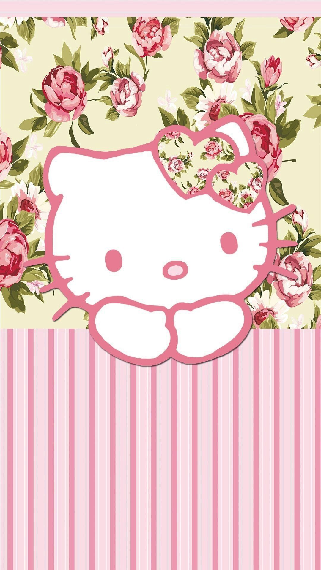 Hello Kitty rose e righe, 1080x1920 Full HD Verticale, Smartphone