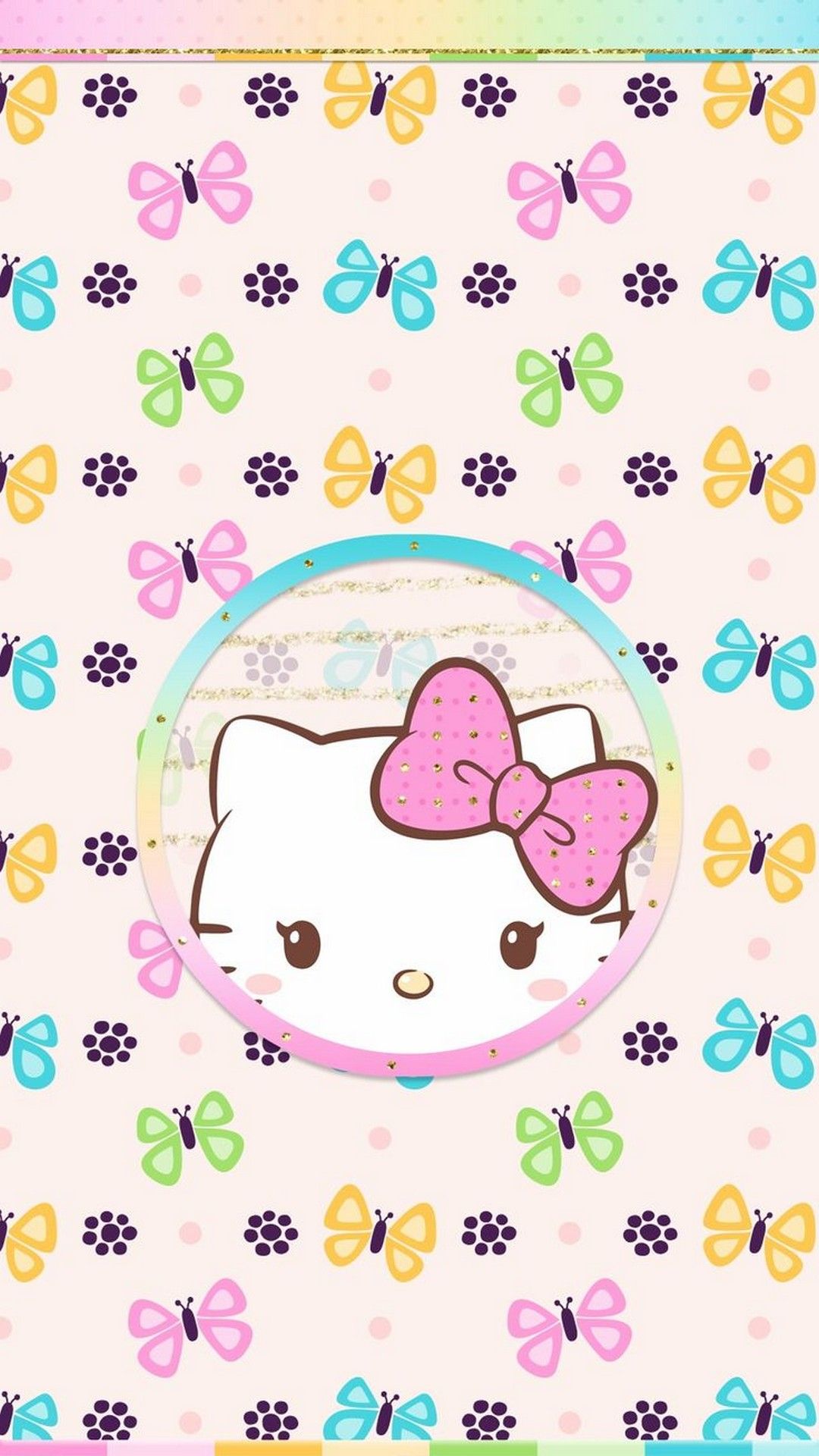 Hello Kitty farfalle colorate, 1080x1920 Verticale, Mobile