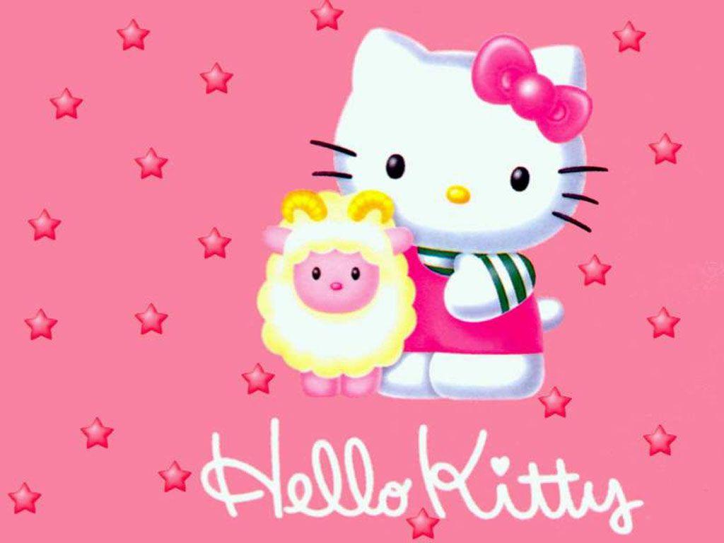 Hello Kitty con pecorella rosa, 1024x768 HD, Desktop