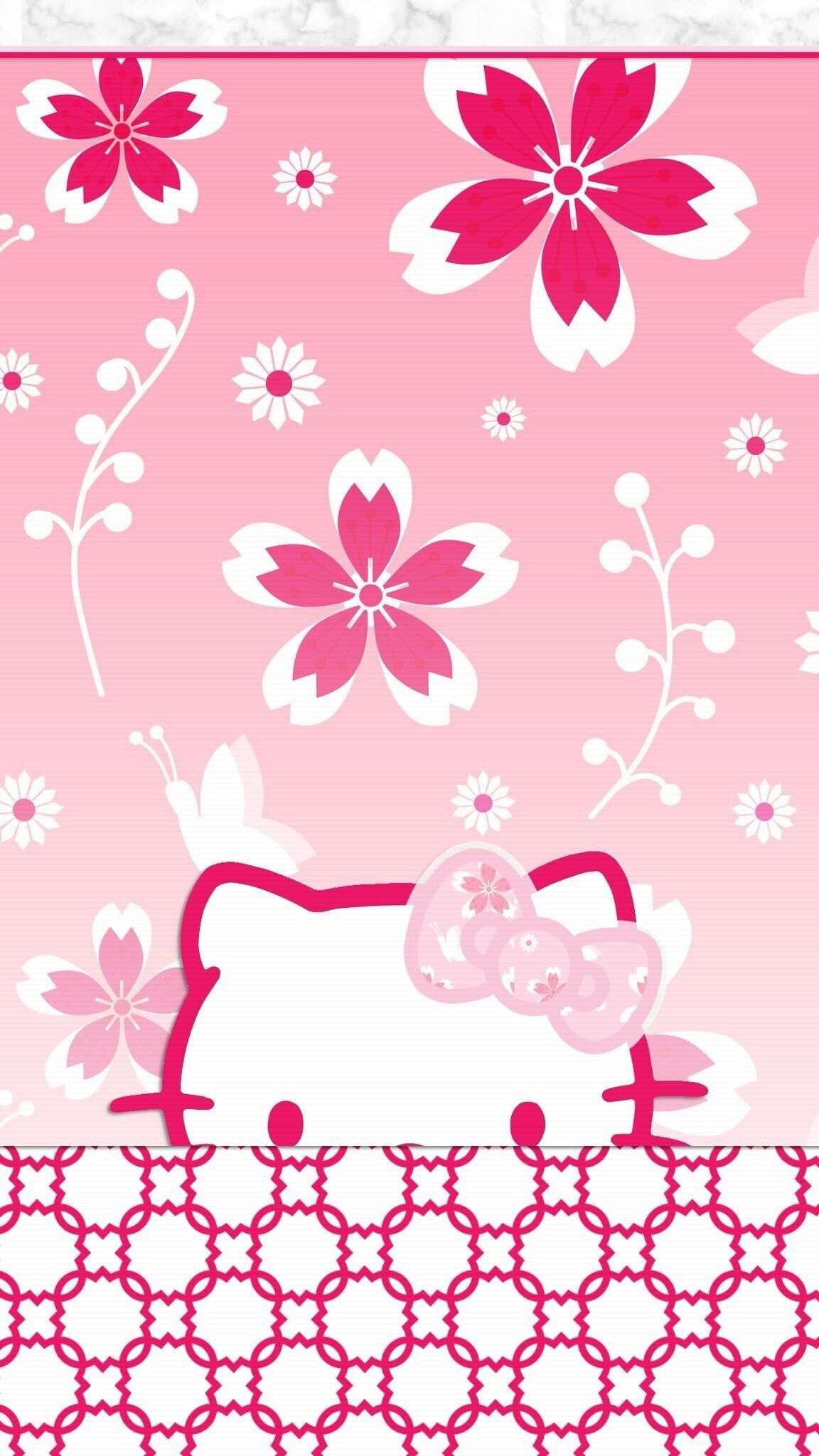 Hello Kitty fiori rosa, 1152x2048 Verticale, Telefono