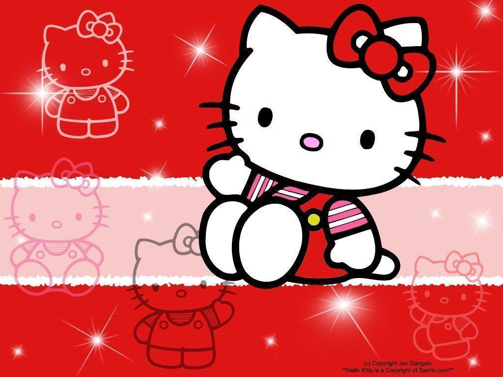 Hello Kitty sfondo rosso, 1024x768 HD, Laptop