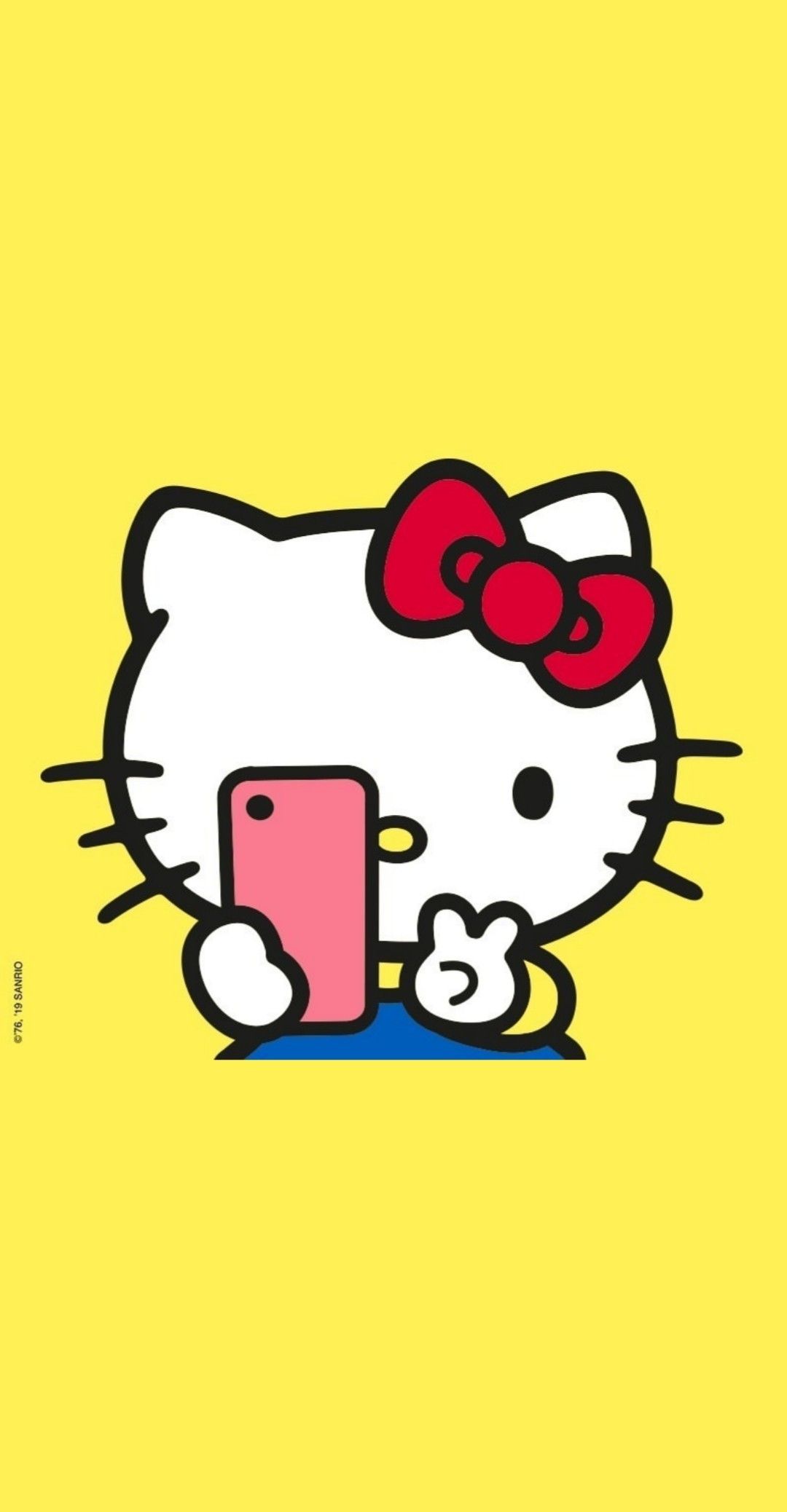 Hello Kitty selfie sfondo giallo, Sanrio, 1080x2076 Verticale, Telefono