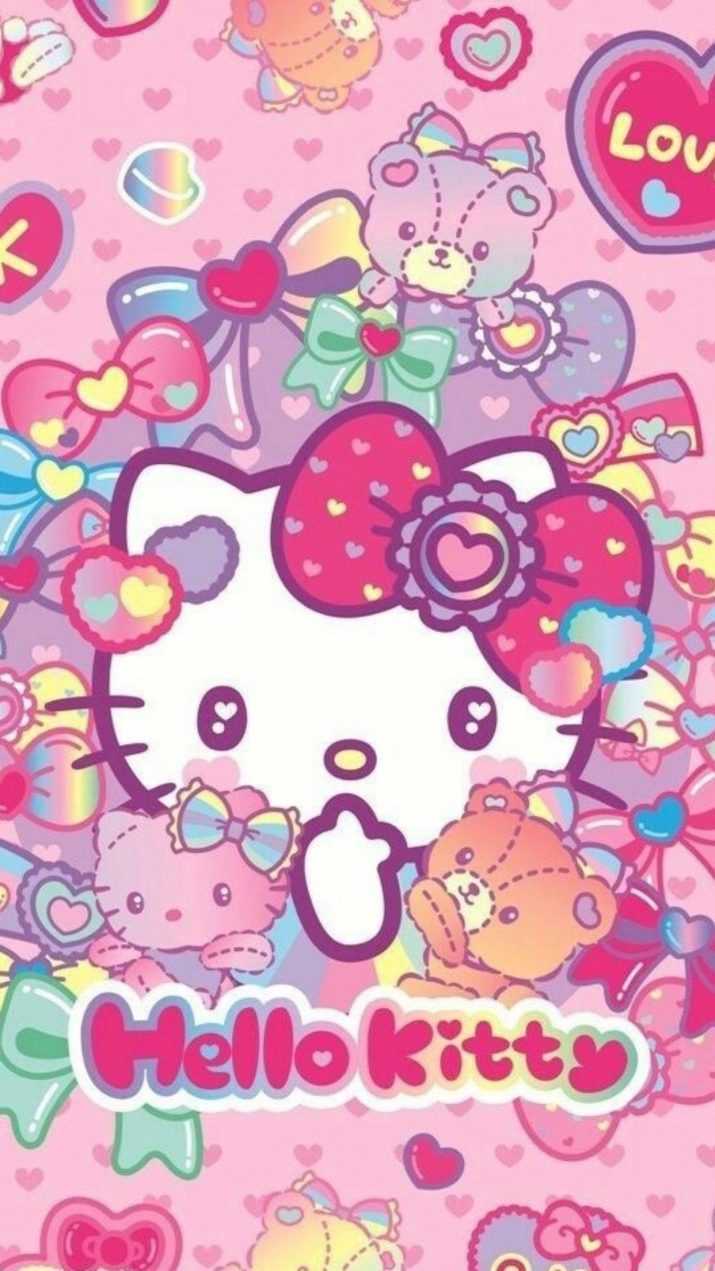 Hello Kitty rosa con cuori, 715x1271 Verticale, Mobile