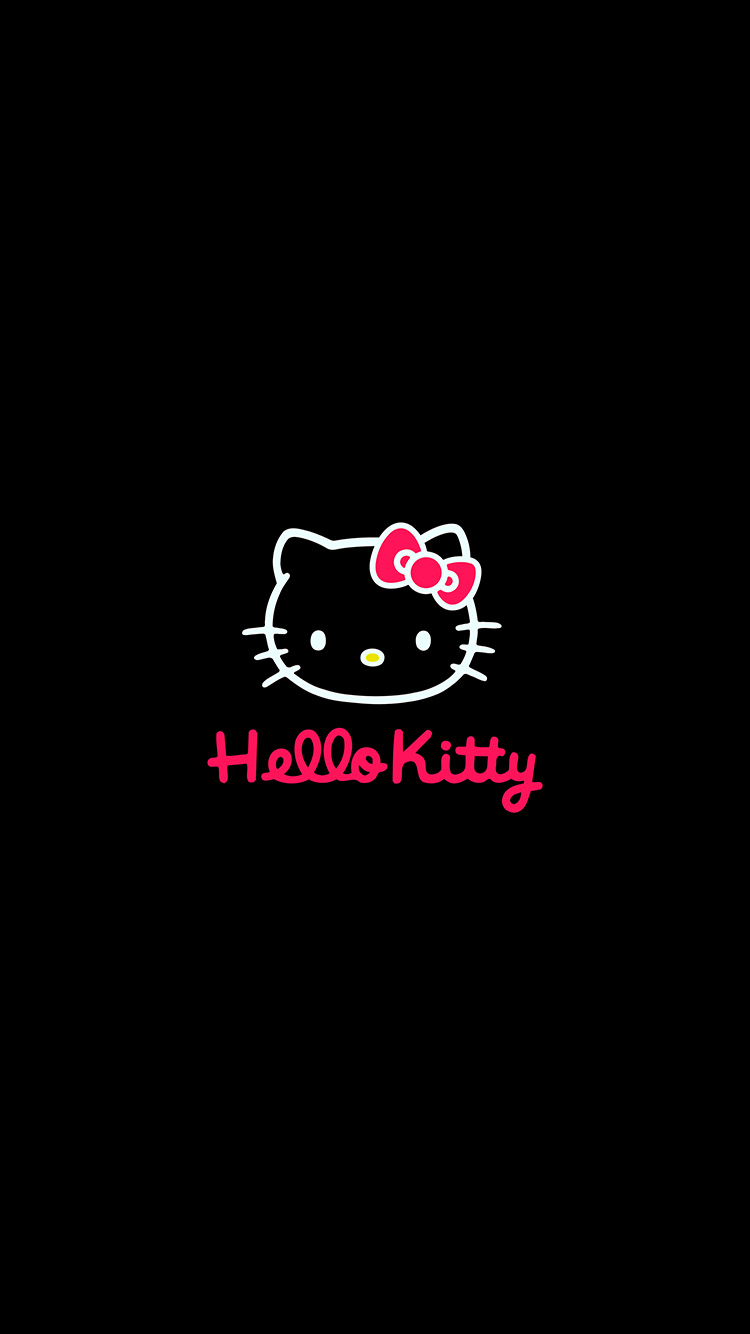 Hello Kitty logo sfondo nero, 750x1334 Full HD Verticale, Smartphone