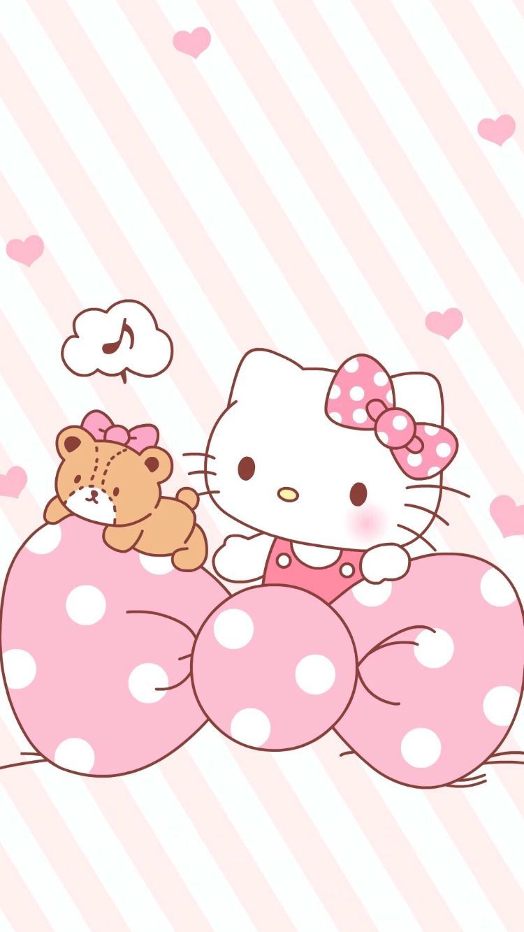 Hello Kitty fiocco rosa, 750x1334 Verticale, iPhone