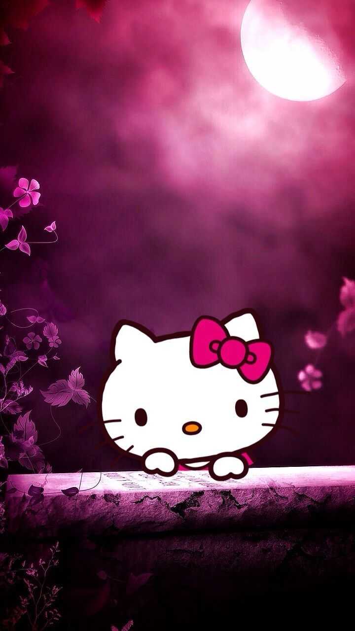 Hello Kitty luna viola, 720x1280 Full HD Verticale, iPhone