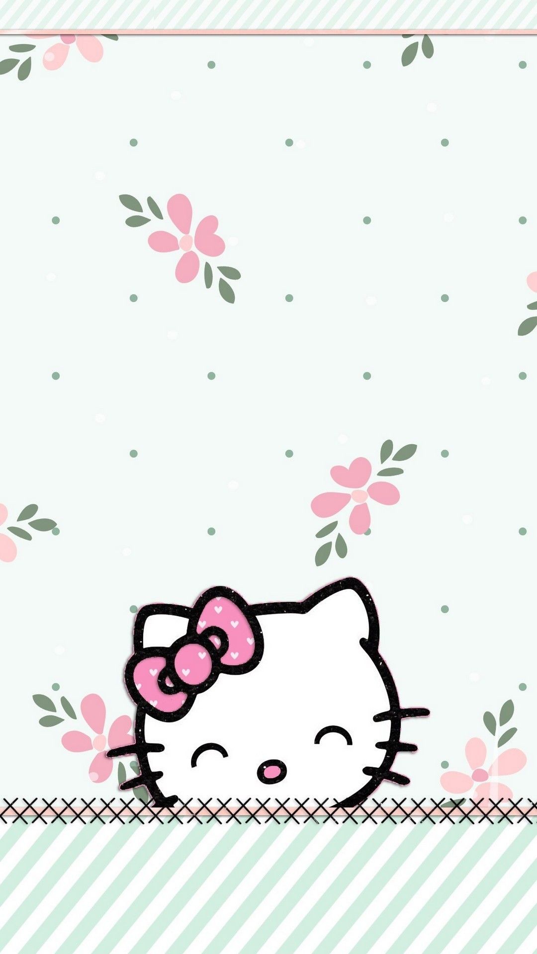 Hello Kitty fiori rosa, 1080x1920 Full HD Verticale, Samsung Galaxy