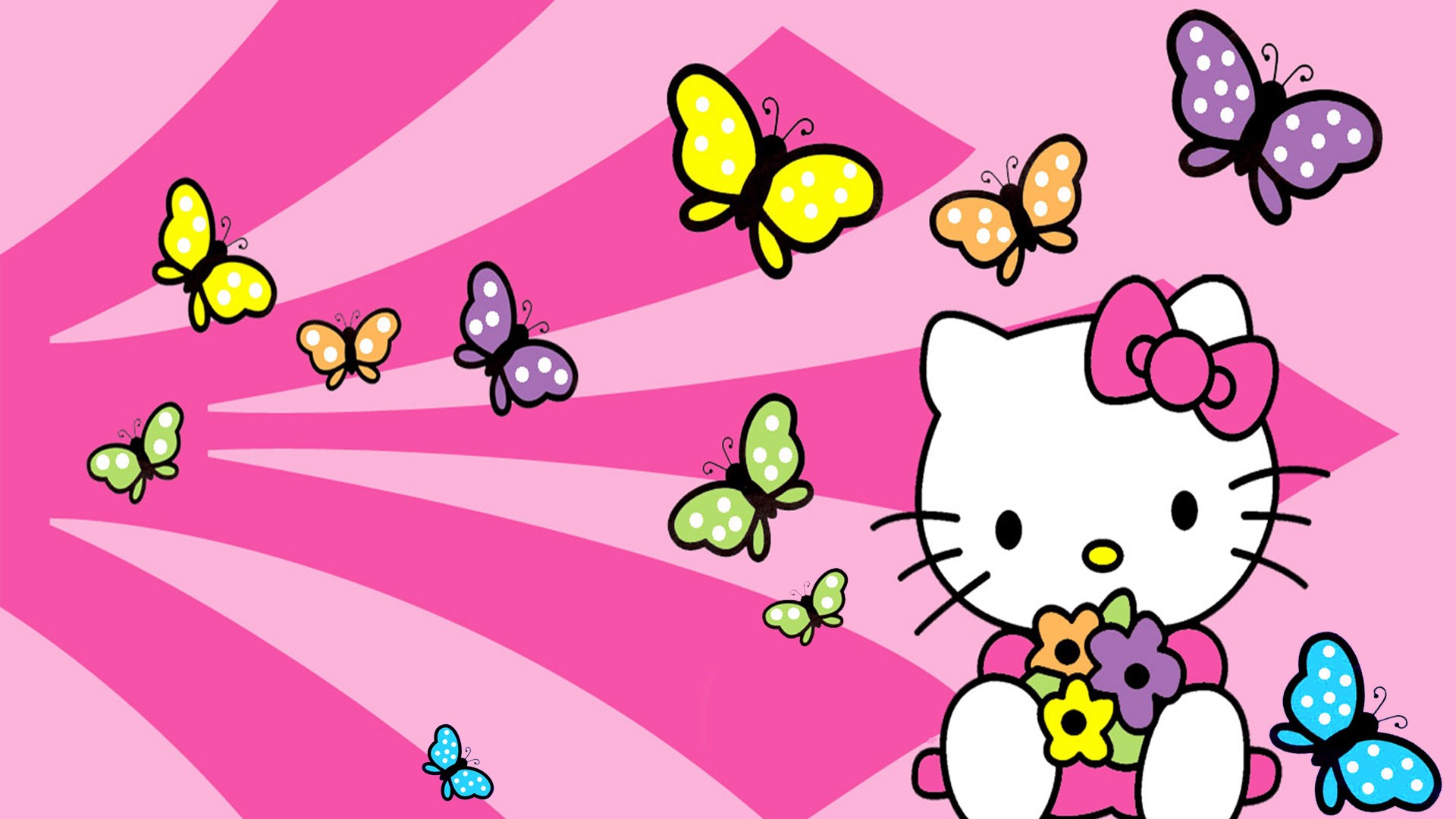 Hello Kitty con farfalle, 1920x1080 Full HD, Laptop