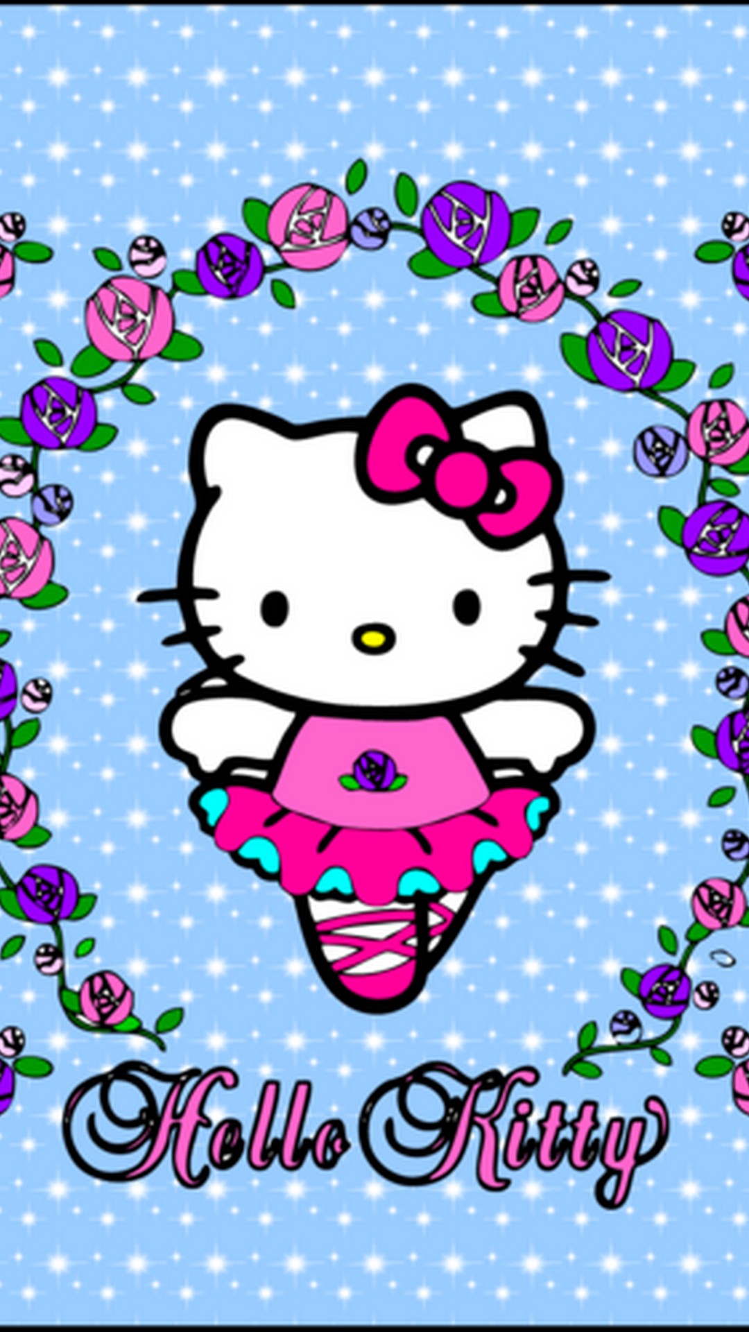 Hello Kitty ballerina con fiori, 1080x1920 Full HD Verticale, Smartphone