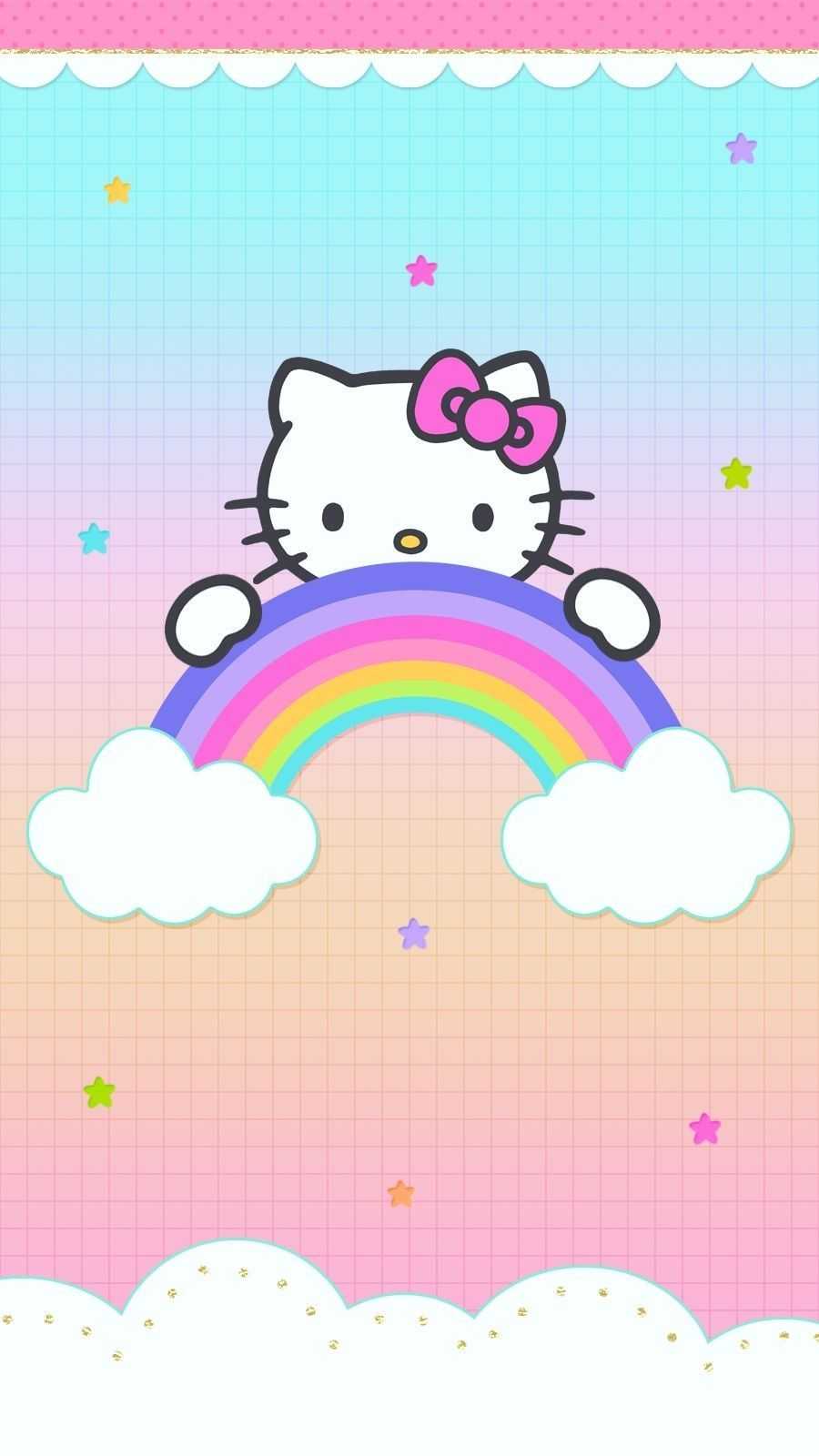 Hello Kitty arcobaleno nuvole, 900x1600 Full HD Verticale, iPhone