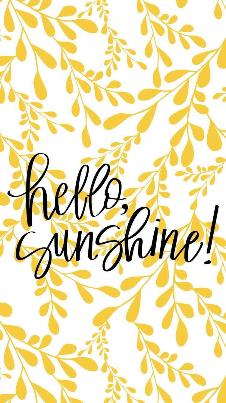 Scritta hello sunshine foglie gialle, 750x1334 Full HD Verticale, iPhone