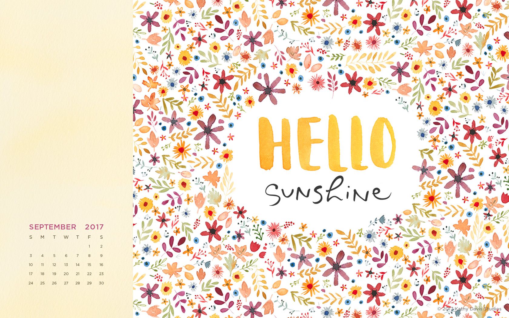 Calendario floreale Hello Sunshine, 1680x1050 HD, Desktop