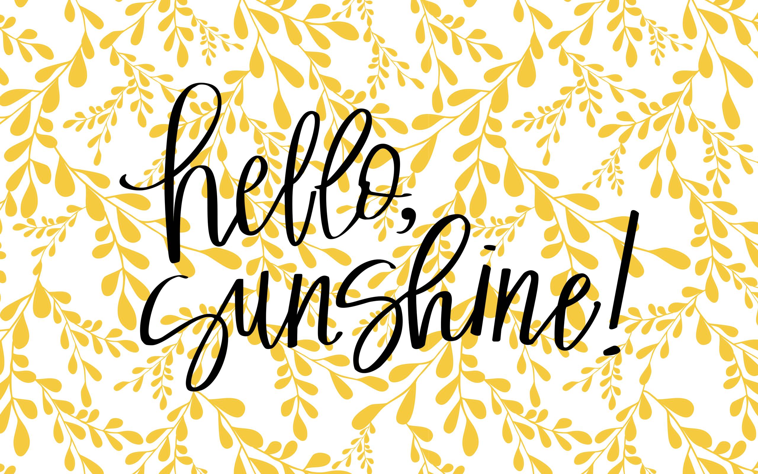 Scritta Hello Sunshine foglie gialle, 2560x1600 WQXGA, Laptop
