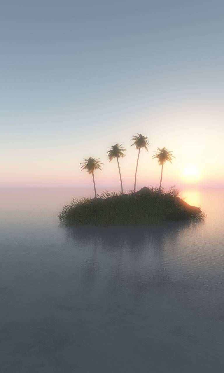 Isola con palme al tramonto, 768x1280 Verticale, Mobile