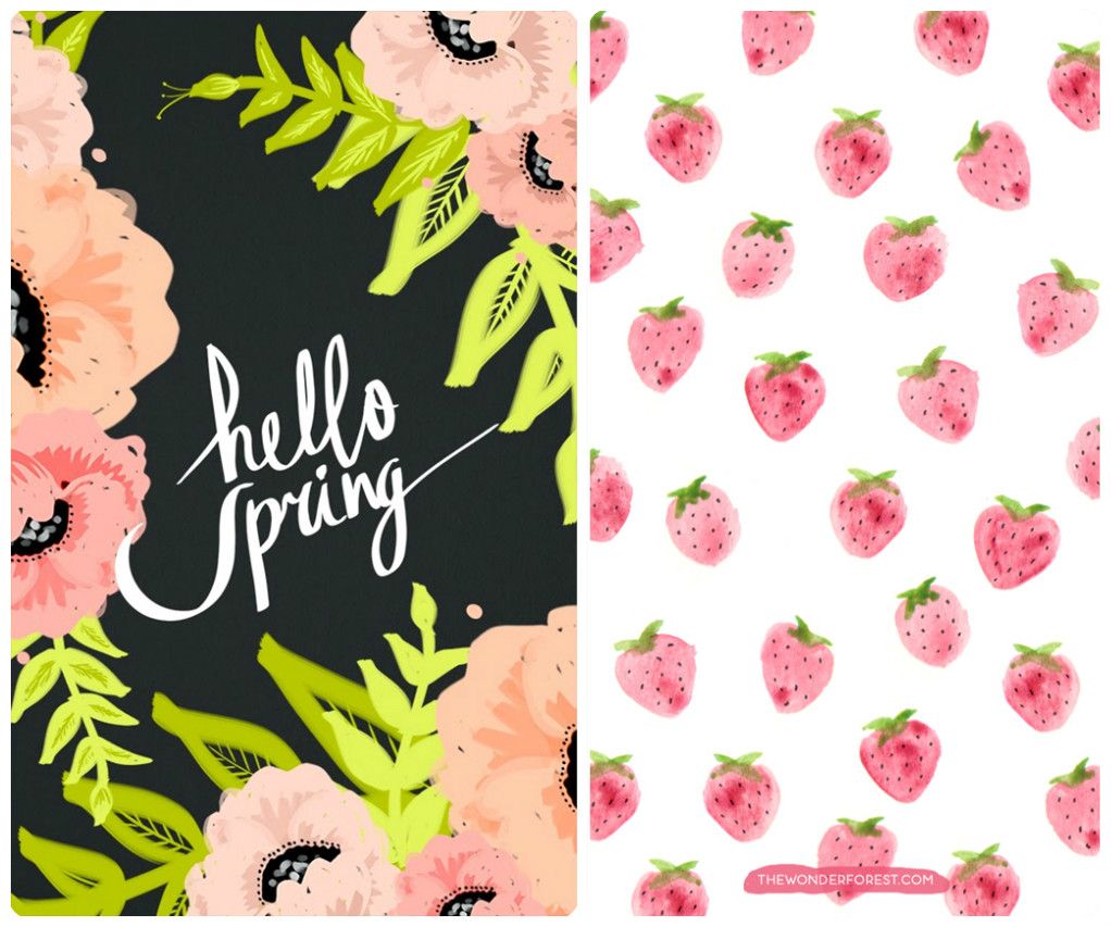 Fiori acquerello e fragole rosa, 1022x853 HD, iMac
