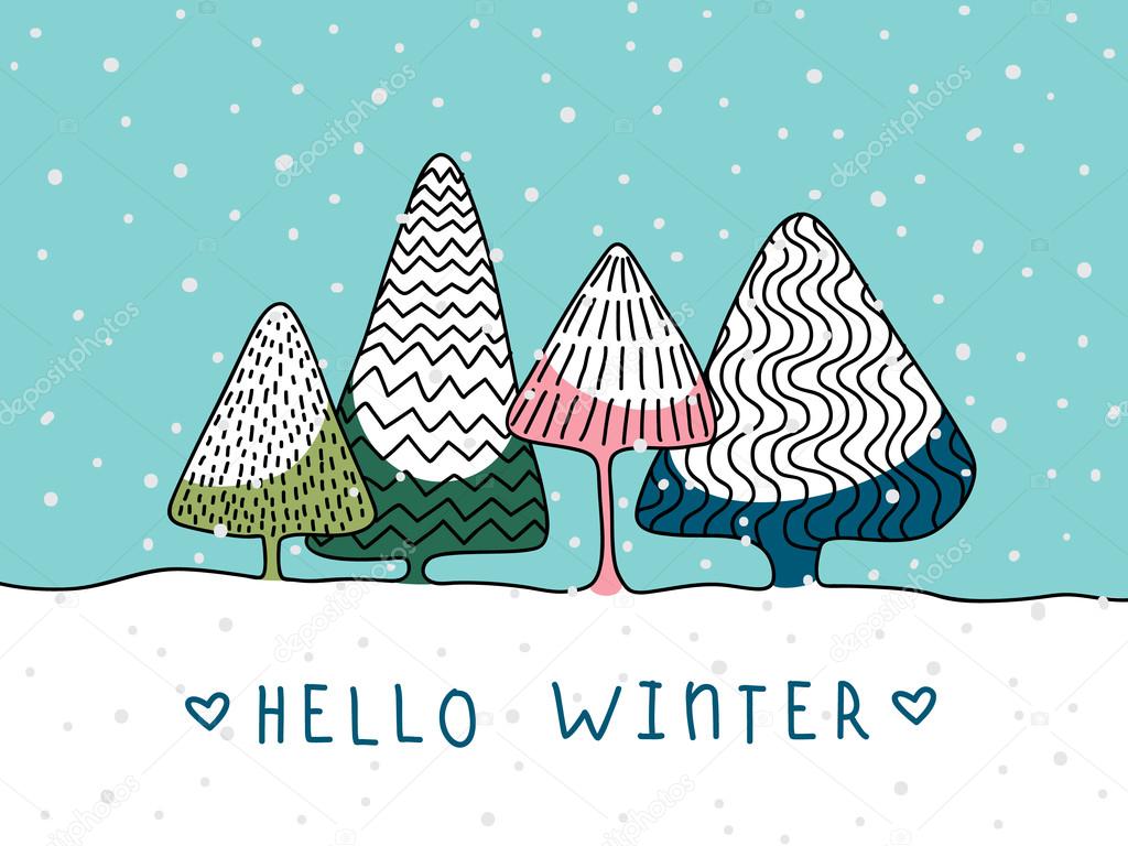 Alberi di Natale disegnati a mano, 1024x768 HD, iMac