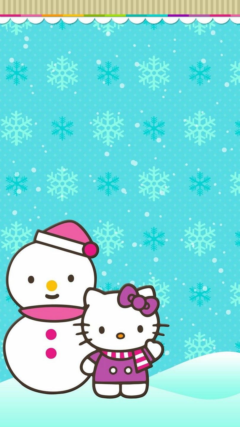 Hello Kitty pupazzo di neve inverno, Sanrio, 810x1440 Verticale, Mobile
