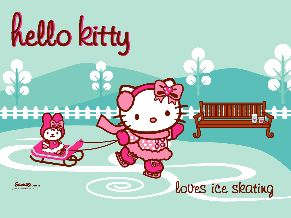 Hello Kitty inverno con coniglietti, Sanrio, 1024x768 HD, Desktop