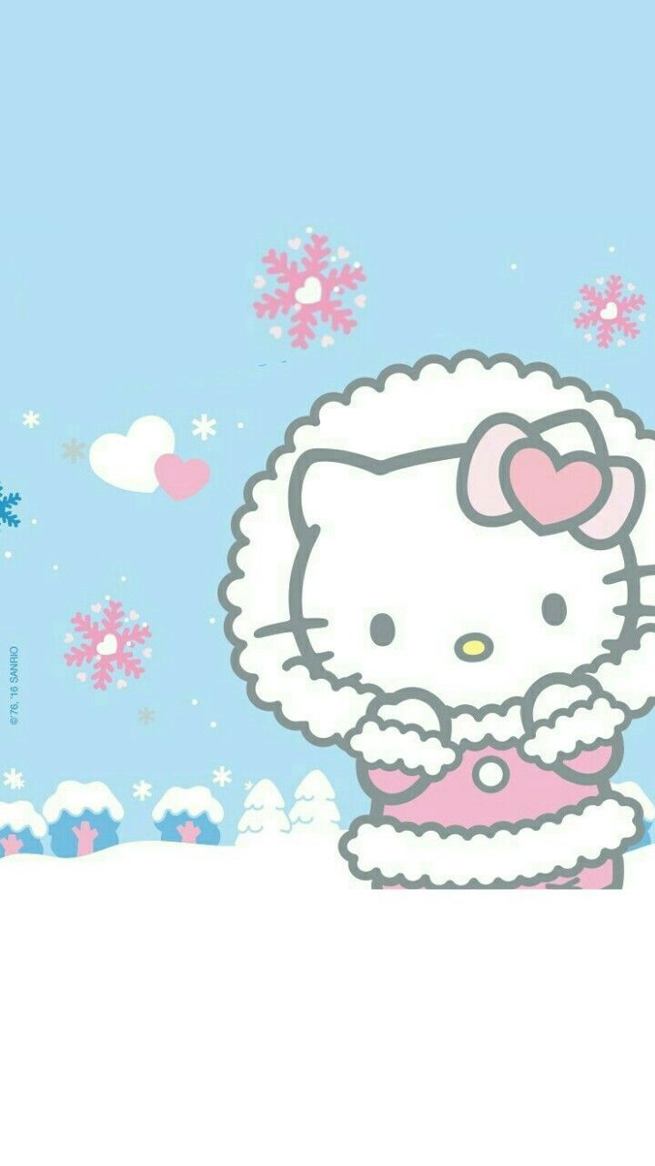 Hello Kitty inverno neve, kawaii, 720x1280 Full HD Verticale, Smartphone