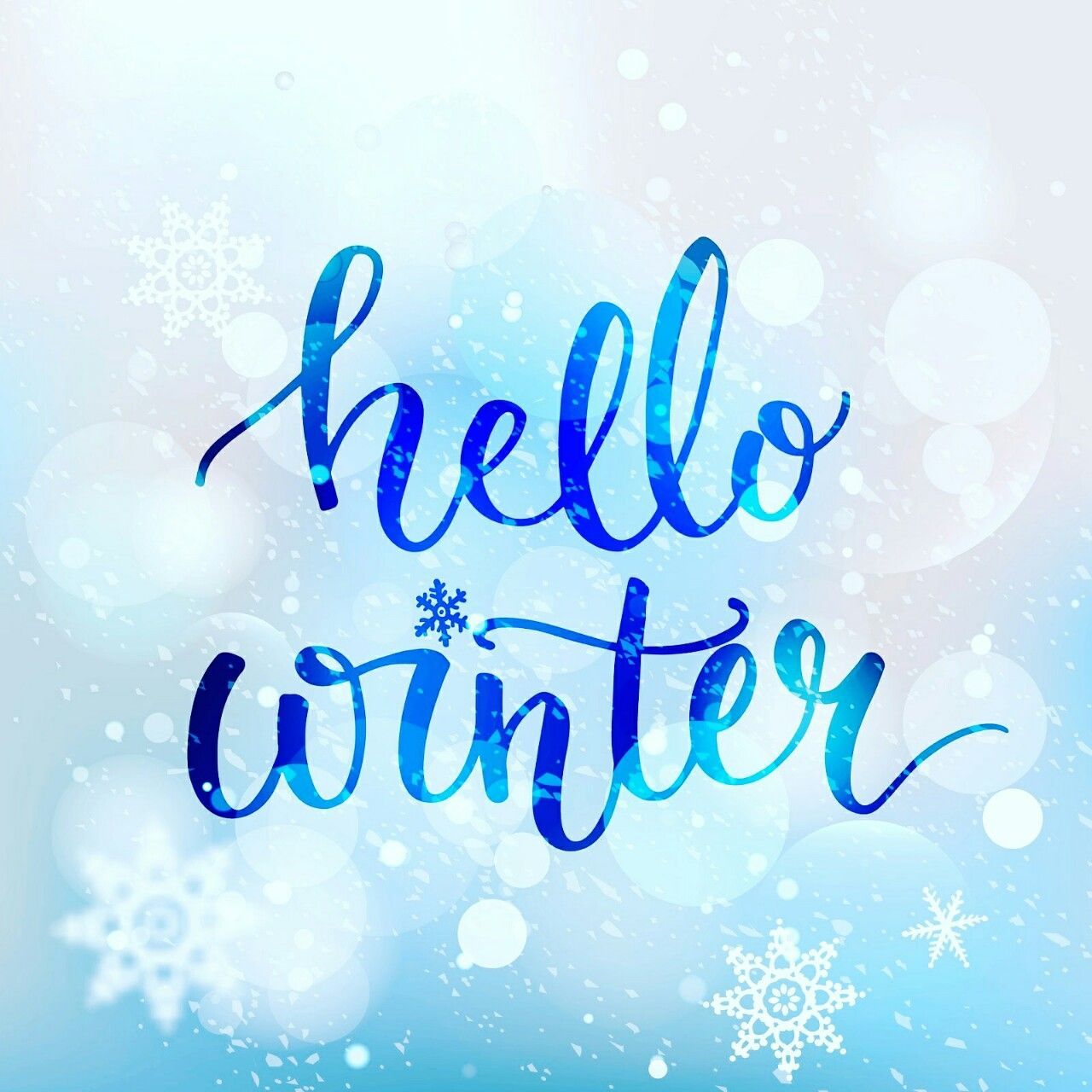 Scritta Hello Winter fiocchi neve, 1280x1280 720p, PC
