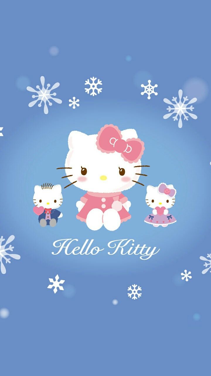 Hello Kitty inverno fiocchi neve, kawaii, 720x1280 Full HD Verticale, Smartphone