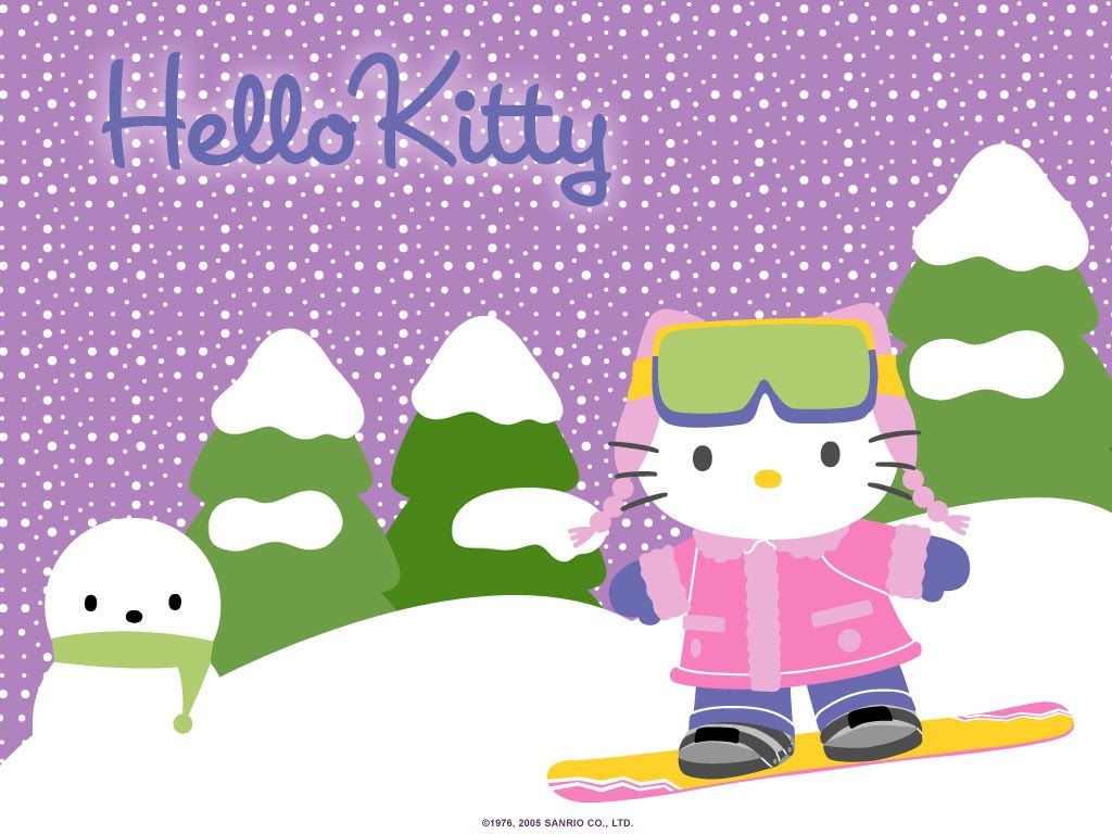 Hello Kitty pattinaggio inverno, Sanrio, 1024x768 HD, Desktop
