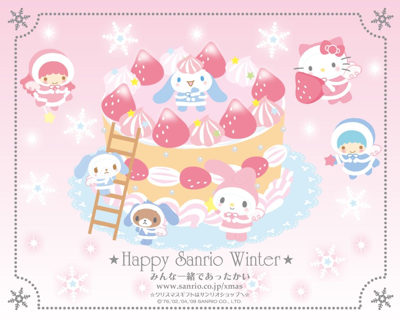 Hello Kitty Sanrio inverno rosa, kawaii, 1280x1024 HD, Desktop